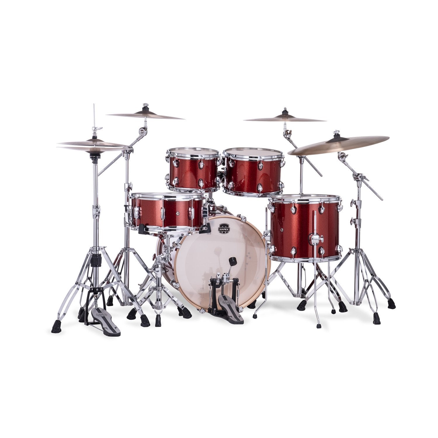 Mapex Mars Birch 5pc Fusion Shell Pack (20x10x12x14, 14x6.5) - Blood Orange Sparkle MPX-MA504SF-OR Rear