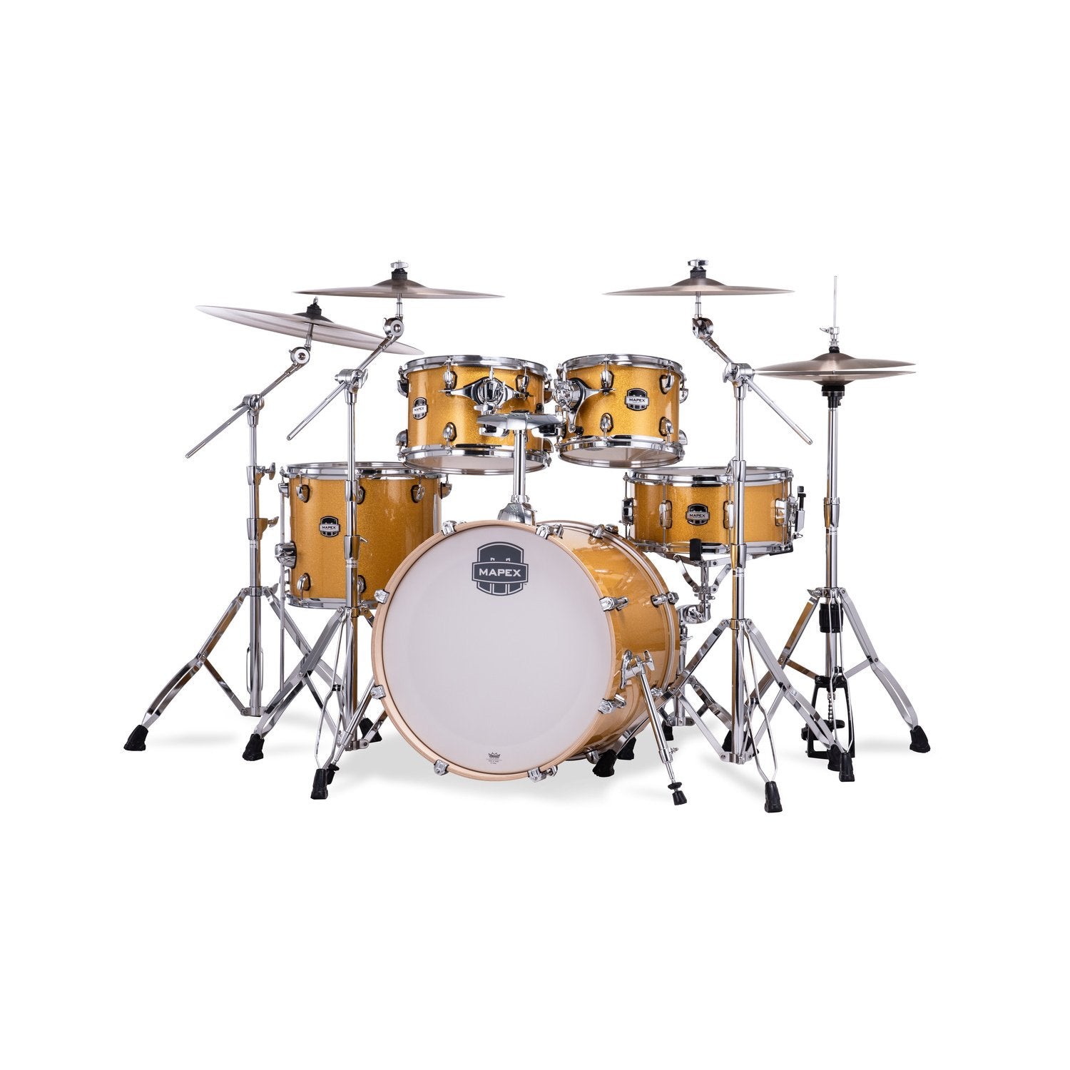 Mapex Mars Birch 5pc Fusion Shell Pack (20x10x12x14, 14x6.5) - Sunflower Sparkle MPX-MA504SF-YD Left Angle