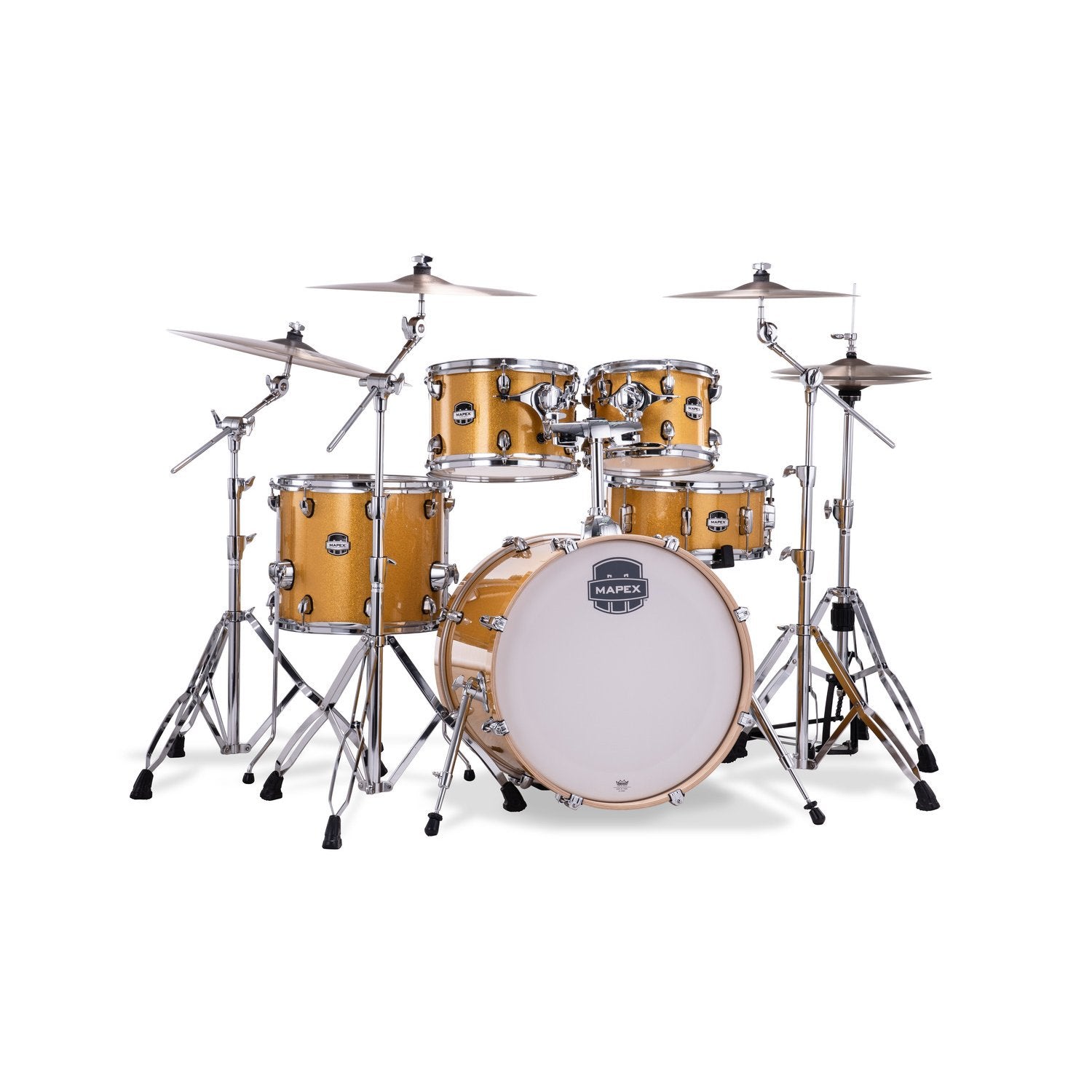 Mapex Mars Birch 5pc Fusion Shell Pack (20x10x12x14, 14x6.5) - Sunflower Sparkle MPX-MA504SF-YD Right Angle