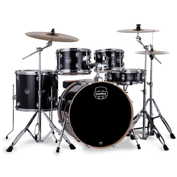 Mapex Venus 5 Piece Fusion Complete Setup - 20x16, 10x7, 12x8, 14x12, 14x5 - Black Galaxy Sparkle