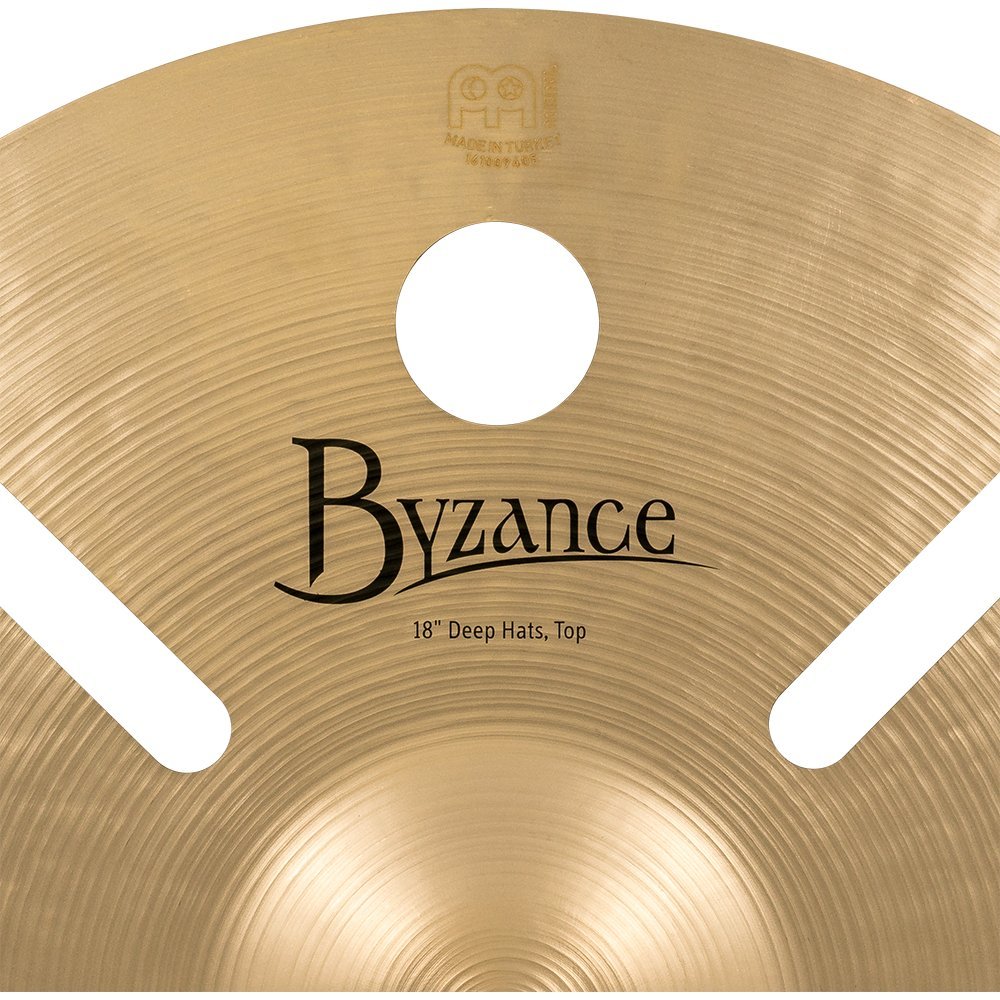 Meinl 18" Anika Nilles Deep Hi-Hat Cymbals Top Byzance Logo Close-up