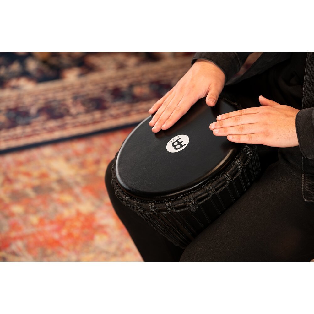 Meinl Rope-tuned Travel Djembe with Goatskin Head - 10" x 20" - Phantom Black - Image 5