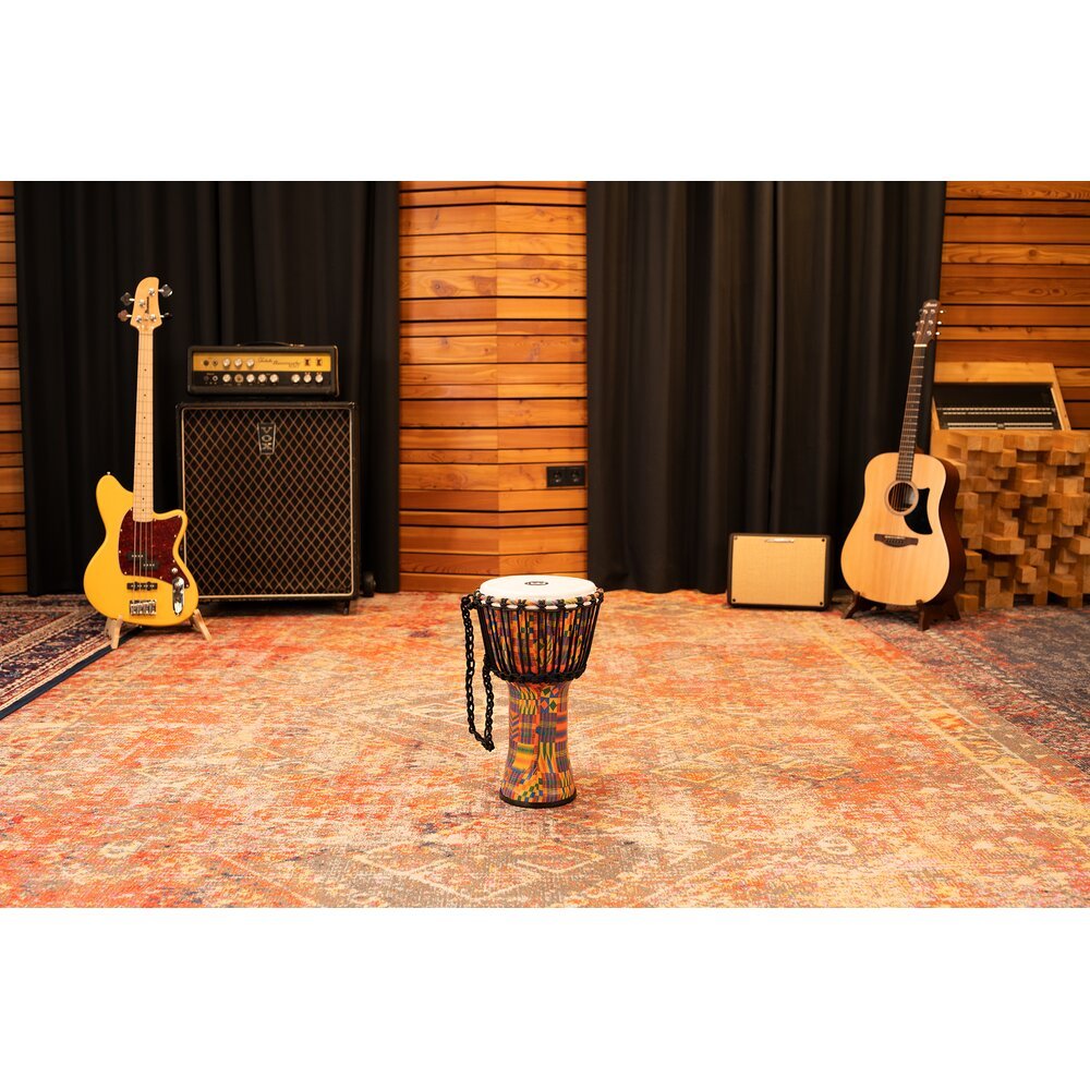 Meinl Rope-tuned Travel Djembe with Goatskin Head - 8" - Kenyan Quilt - Image 9