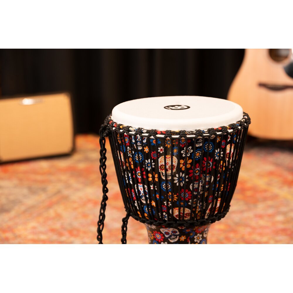 Meinl Rope-tuned Travel Djembe with Synthetic Head - 12" x 24" - Day of the Dead - Image 10