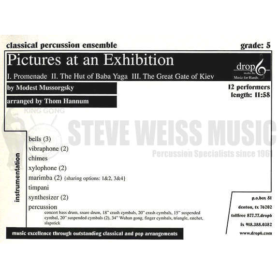 Mussorgsky-Pictures at an Exhibition arr. Hannum (SP)-3B/2V/C/2X
