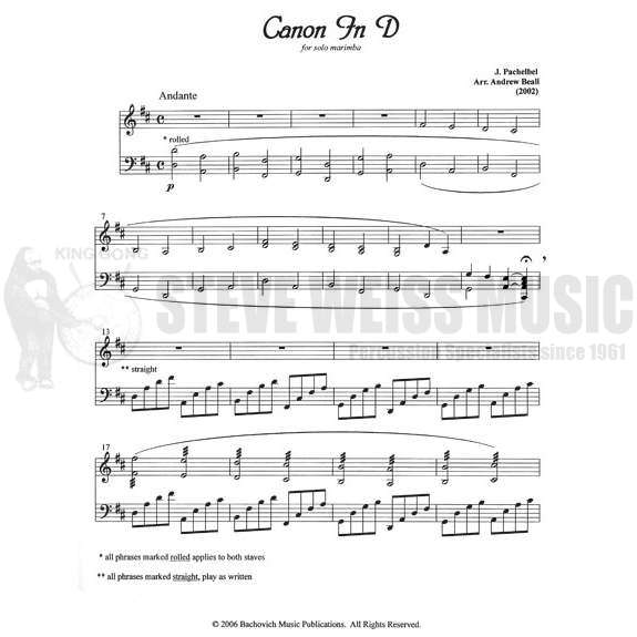 Pachelbel/Beall-Canon in D for Solo Marimba-M