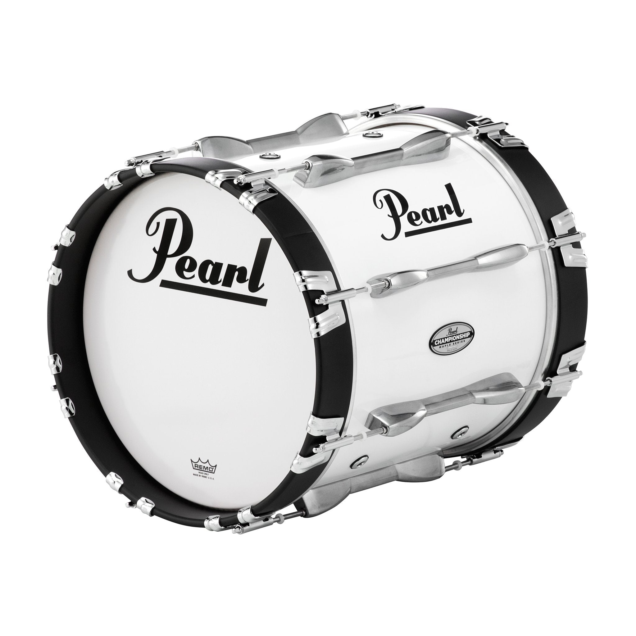 Pearl Championship Marching Bass Drum - 14" x 14" - Pure White - PBDM1414/A33 badge view
