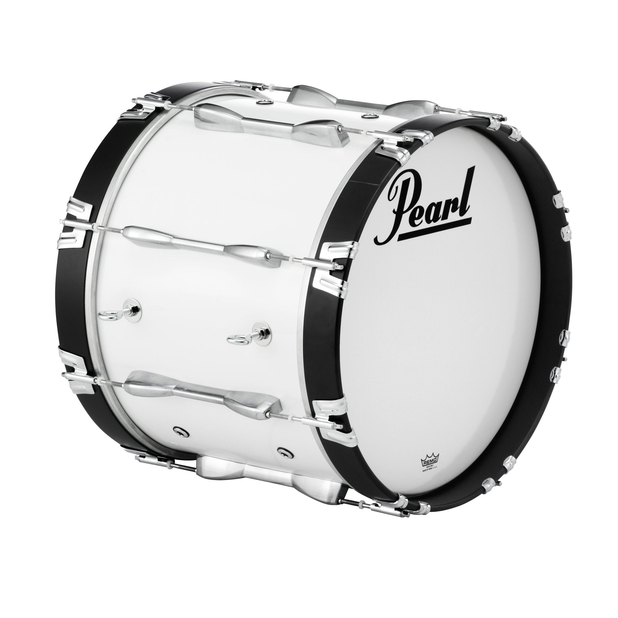 Pearl Championship Marching Bass Drum - 18" x 14" - Pure White - PBDM1814/A33 eye hook view