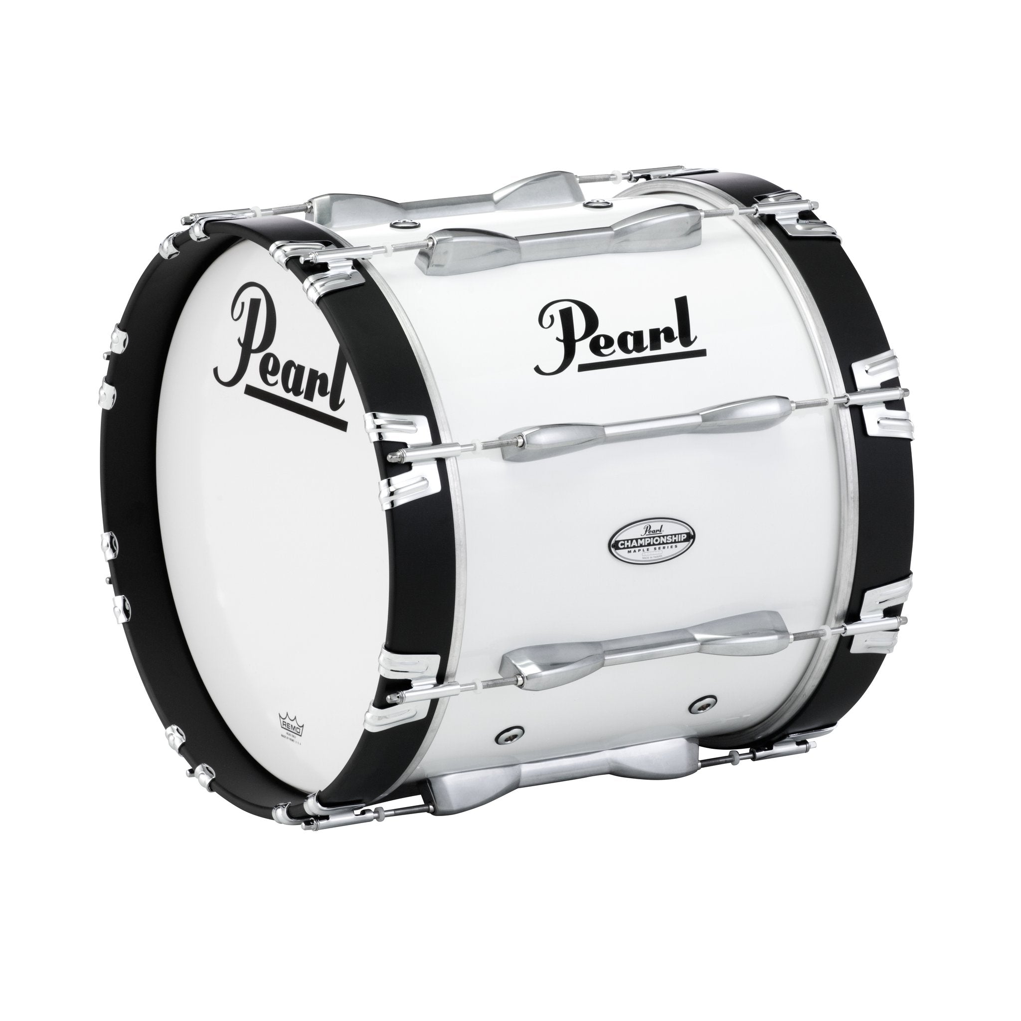 Pearl Championship Marching Bass Drum - 18" x 14" - Pure White - PBDM1814/A33 badge view