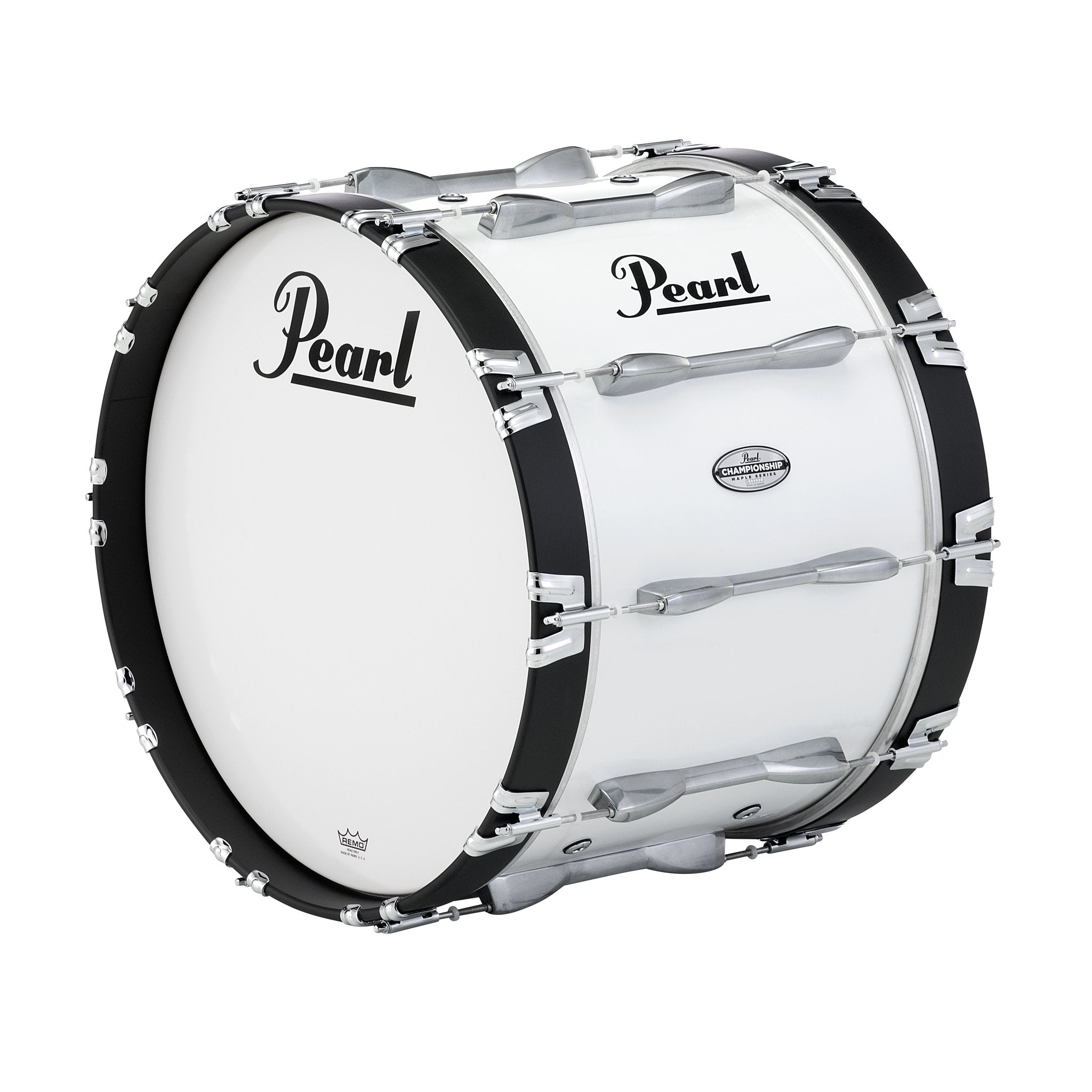 Pearl Championship Marching Bass Drum - 20" x 14" - Pure White - PBDM2014/A33 badge view