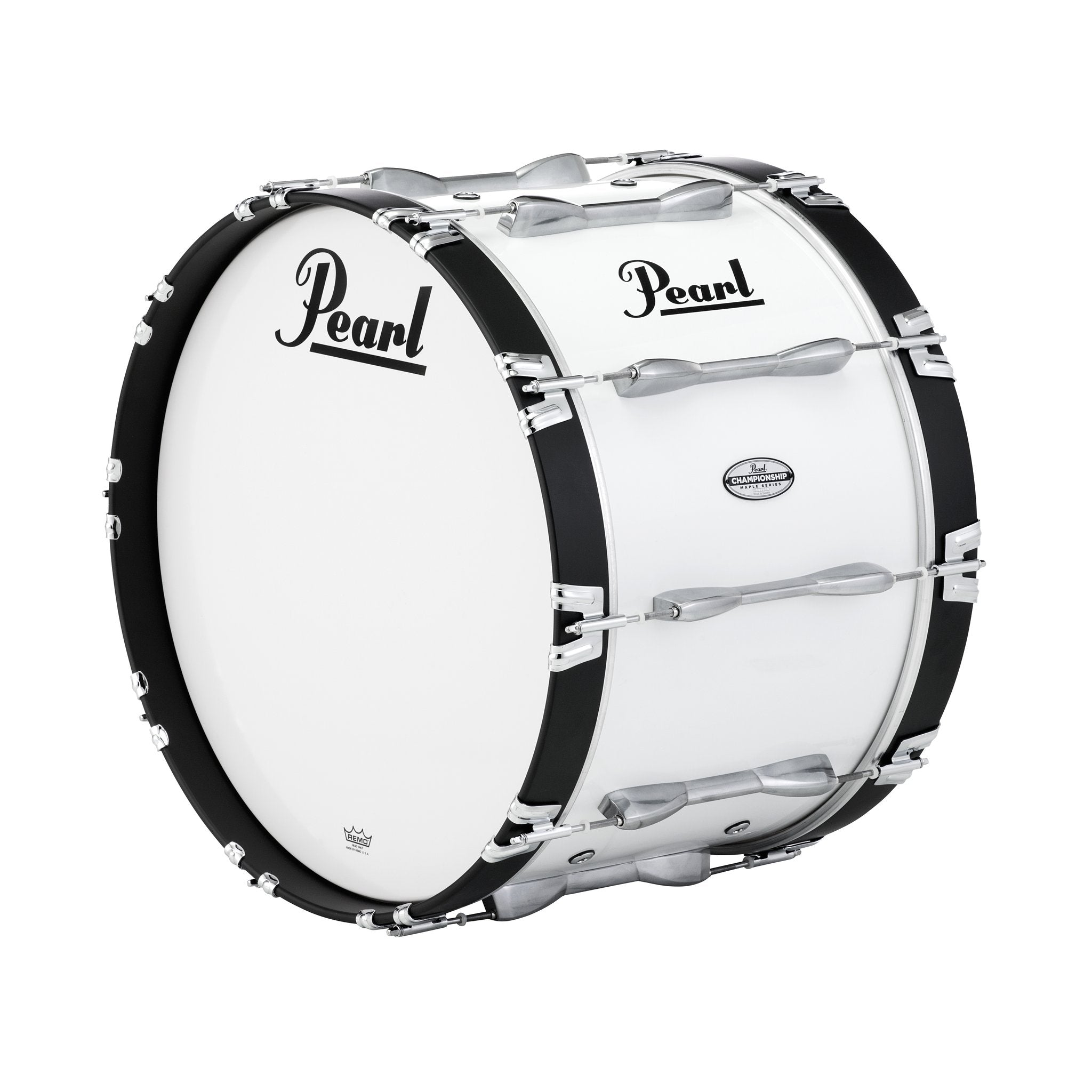 Pearl Championship Marching Bass Drum - 22" x 14" - Pure White - PBDM2214/A33 badge view