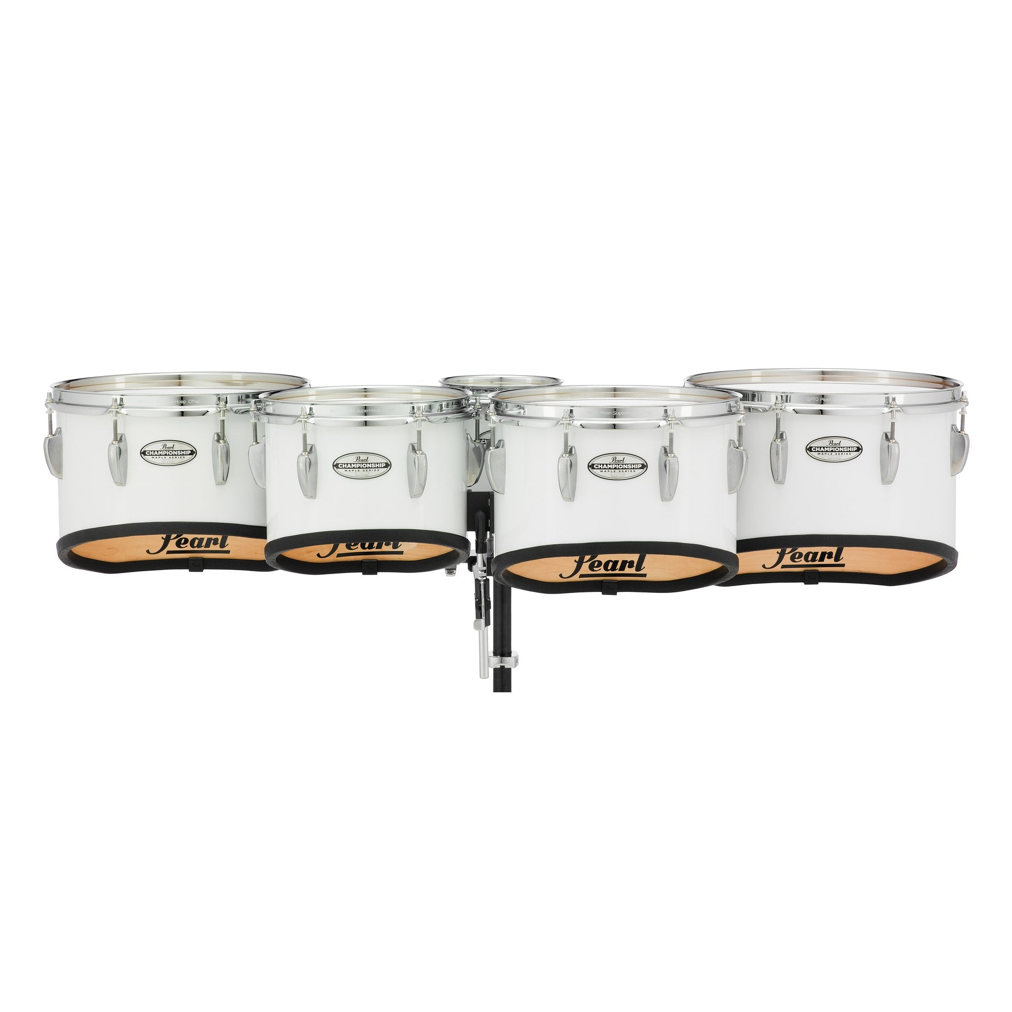 Pearl Championship Series Shallow Cut Quint Marching Tenor Set - 6"/10"/12"/13"/14" - Pure White - Image 1