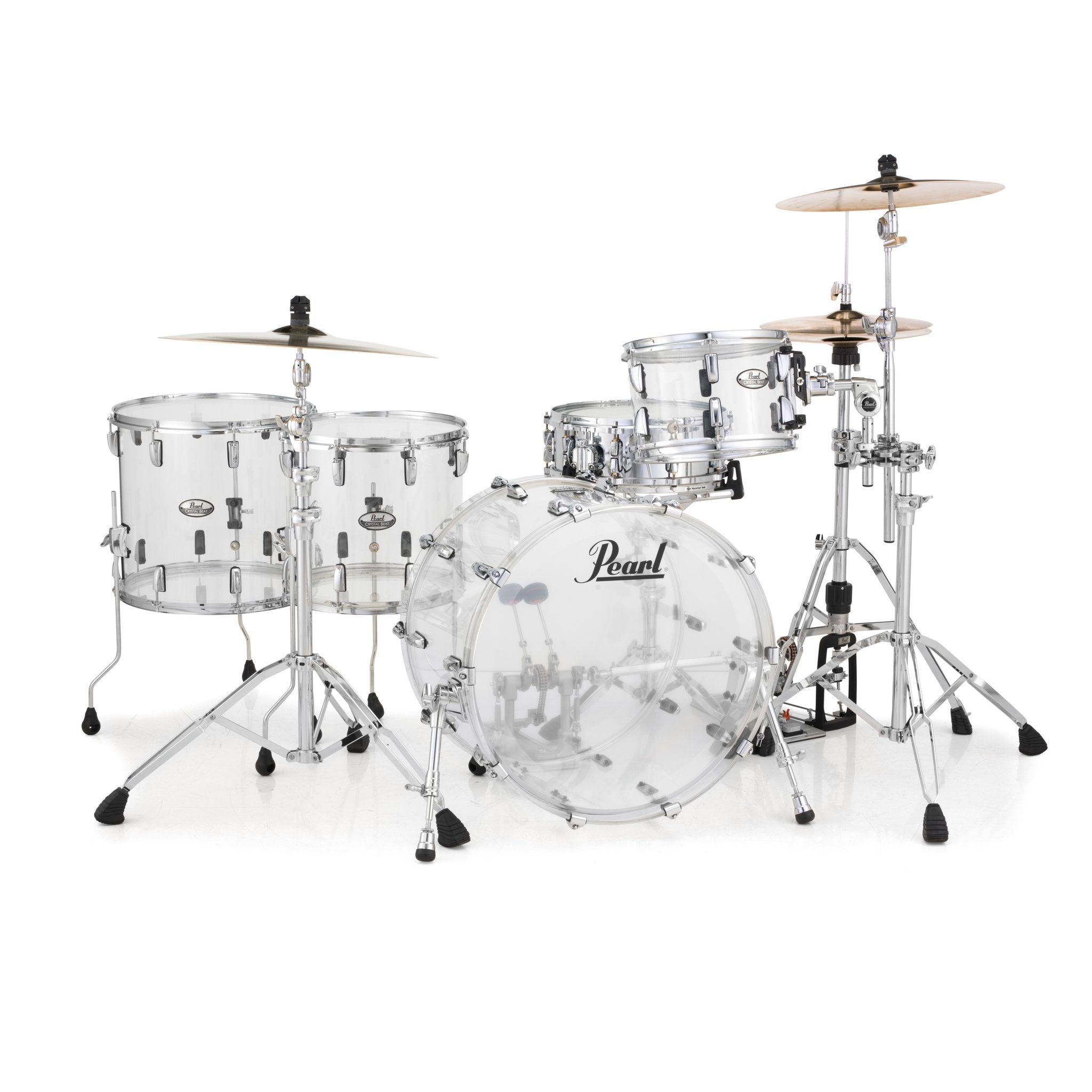 Pearl Crystal Beat 4-piece Drum Set Shell Pack - 22"/12"/14"/16" - Ultra Clear