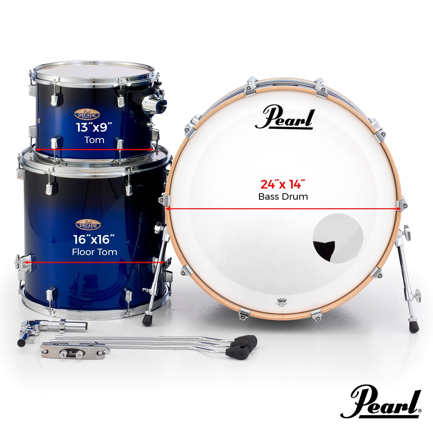 Pearl Decade Maple 3-piece Drum Set Shell Pack - 24" Bass Drum - White Satin Pearl - Image 8