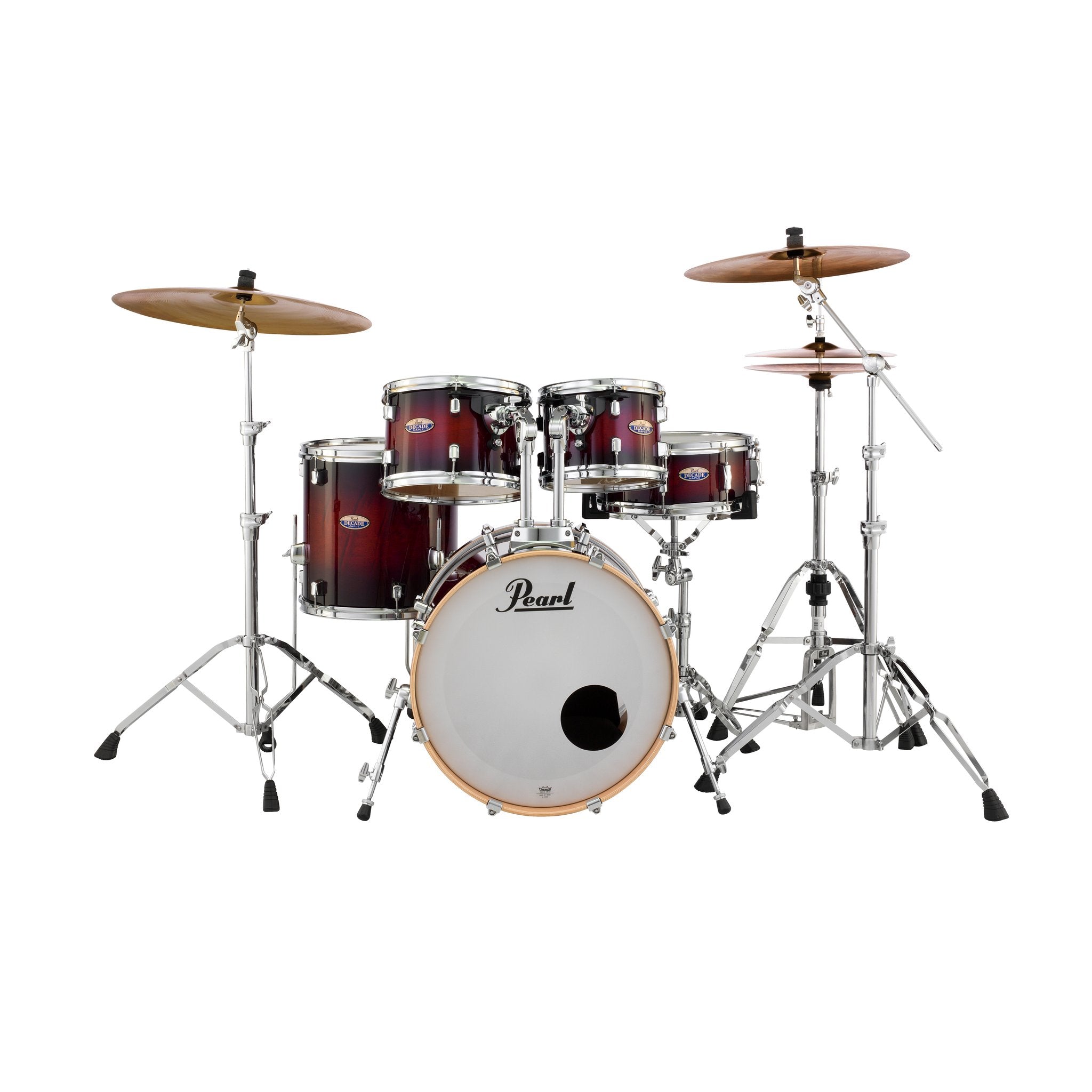 Pearl Decade Maple 5-piece Drum Set Shell Pack - 20" Bass Drum - Gloss Deep Red Burst - Image 2
