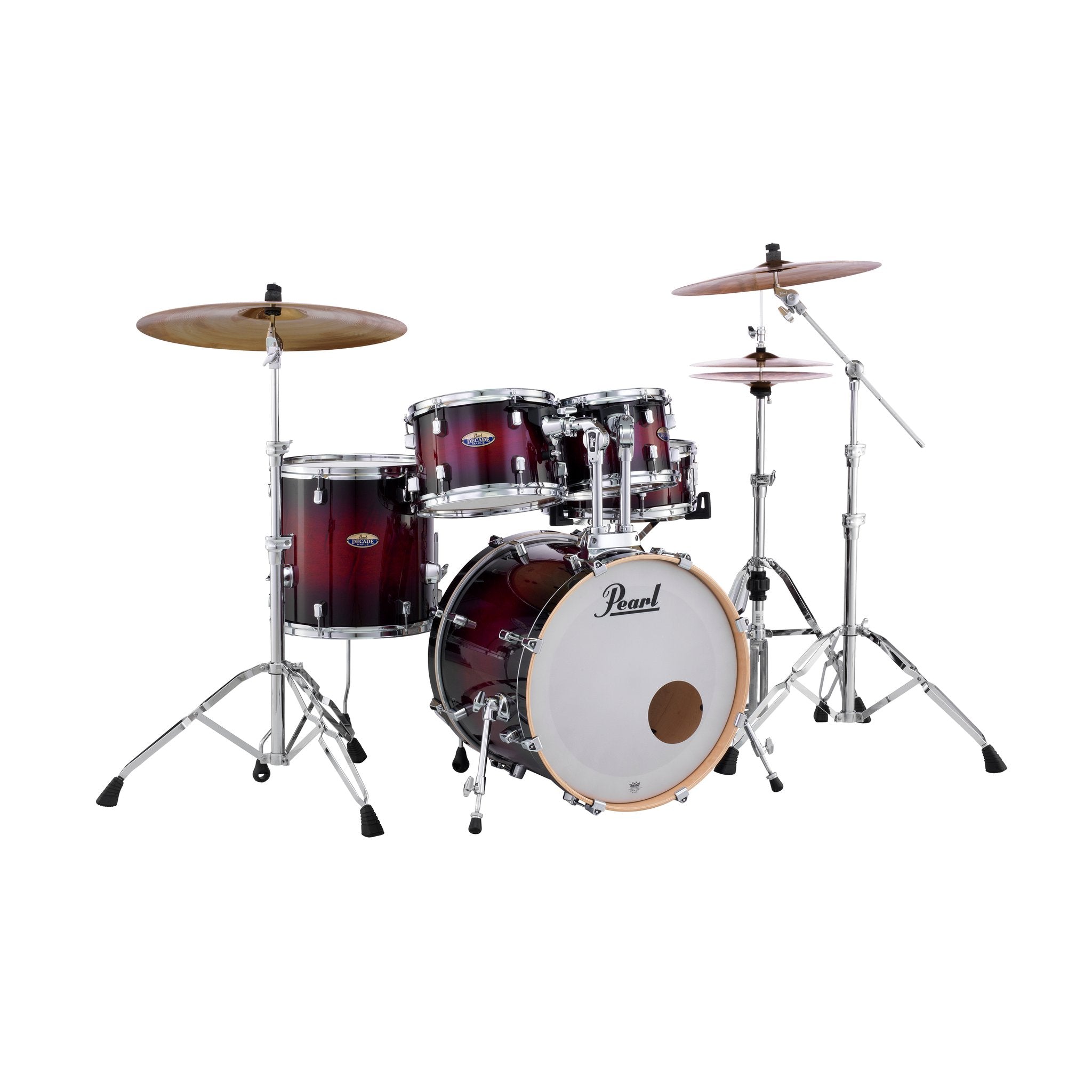 Pearl Decade Maple 5-piece Drum Set Shell Pack - 20" Bass Drum - Gloss Deep Red Burst - Image 1