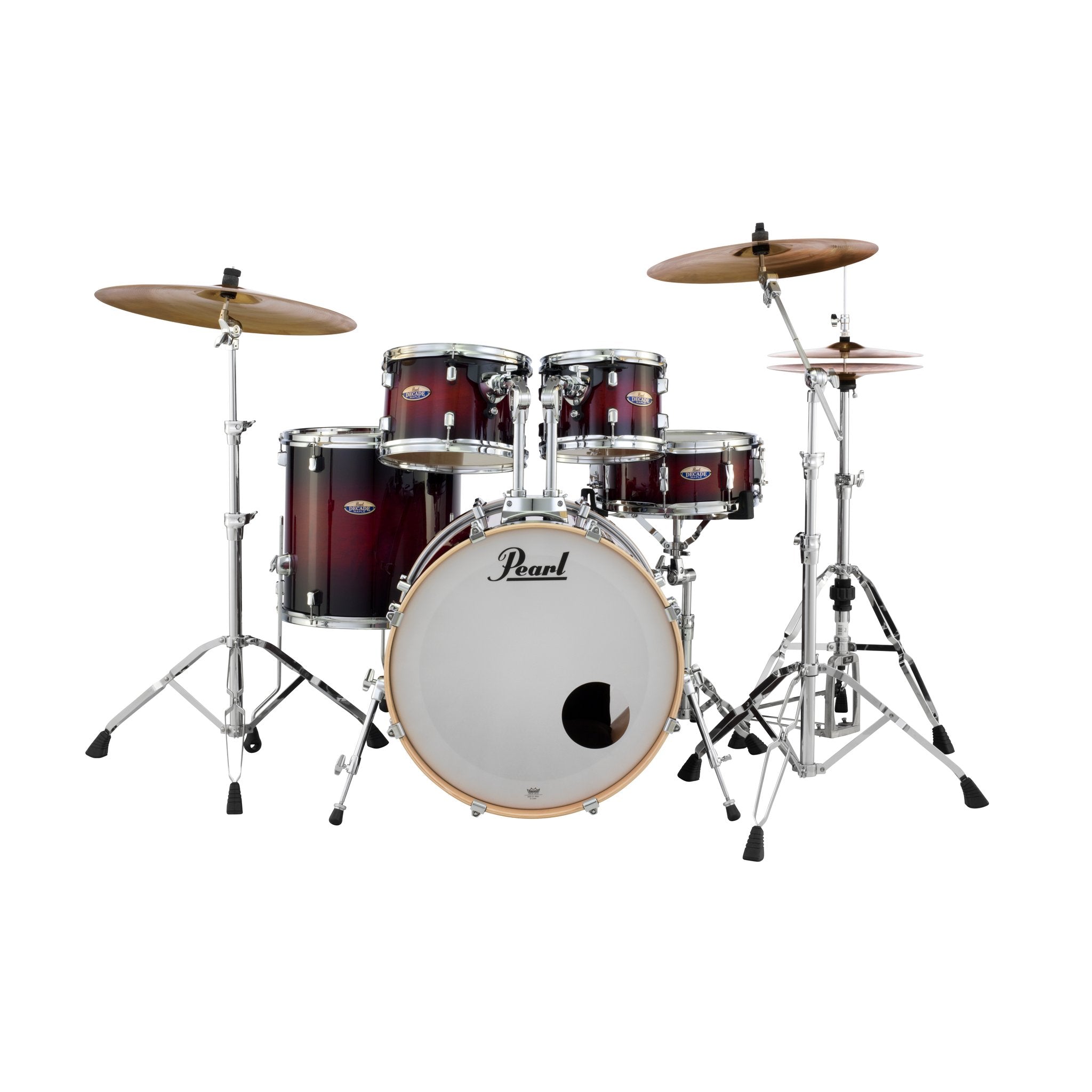 Pearl Decade Maple 5-piece Drum Set Shell Pack - 22" Bass Drum - Gloss Deep Red Burst - Image 2