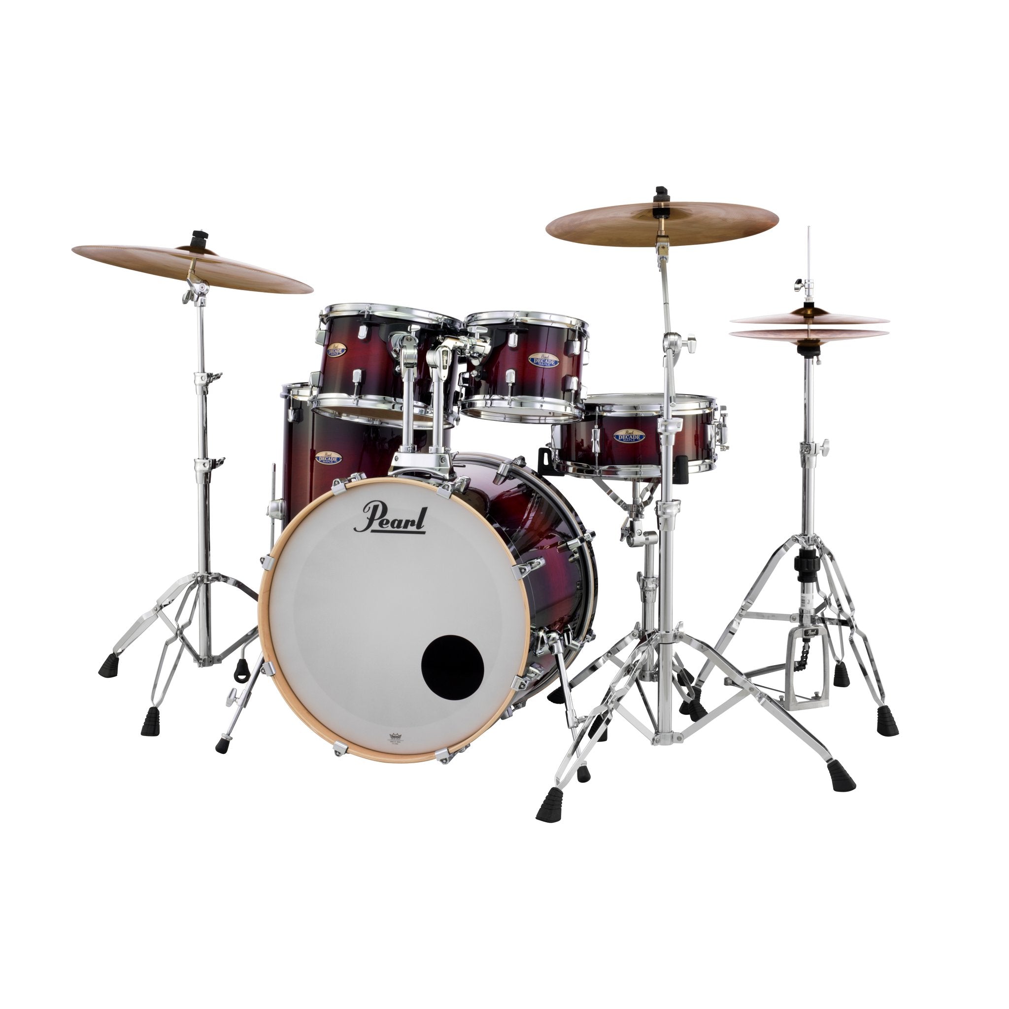 Pearl Decade Maple 5-piece Drum Set Shell Pack - 22" Bass Drum - Gloss Deep Red Burst - Image 3