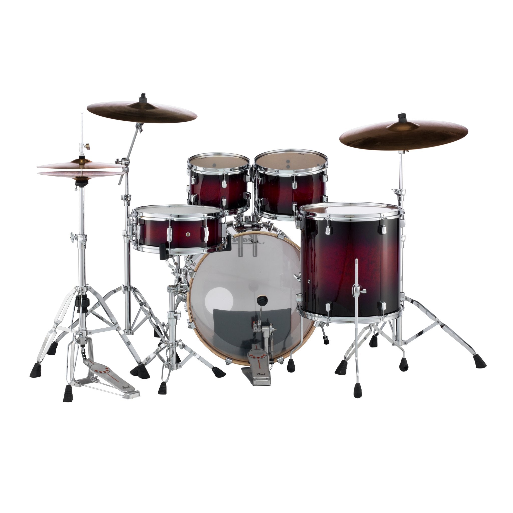 Pearl Decade Maple 5-piece Drum Set Shell Pack - 22" Bass Drum - Gloss Deep Red Burst - Image 4