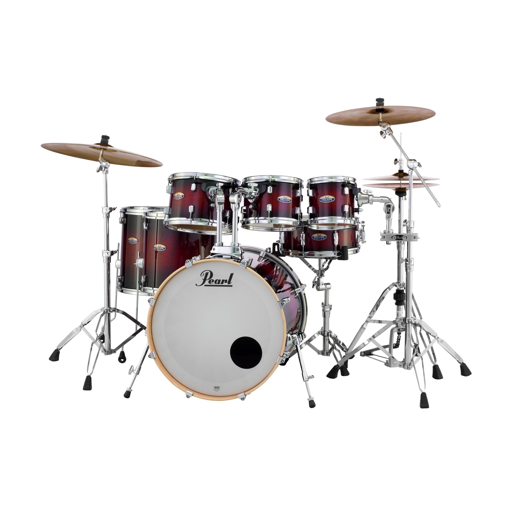 Pearl Decade Maple 7-piece Drum Set Shell Pack - 22" Bass Drum - Gloss Deep Red Burst - Image 2