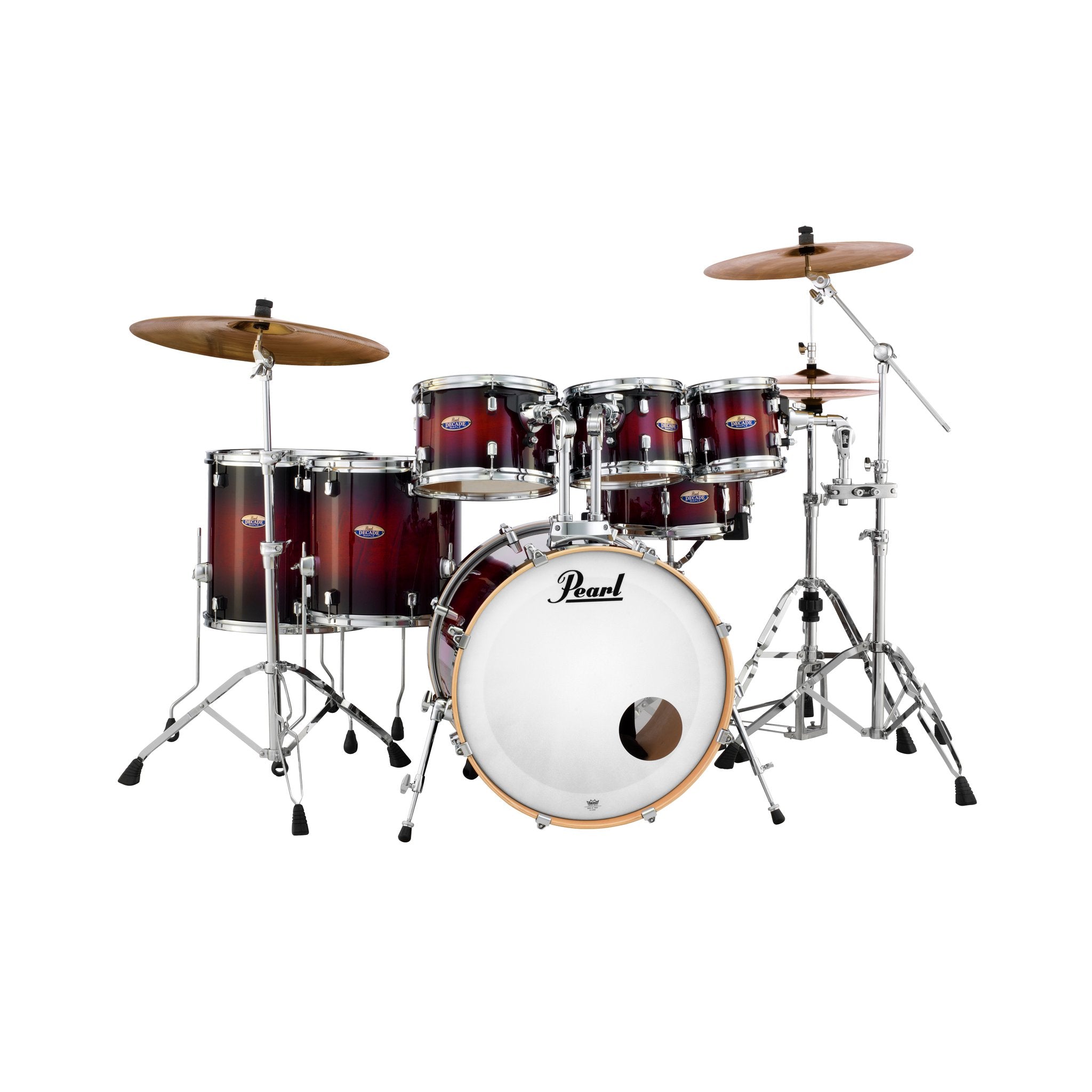 Pearl Decade Maple 7-piece Drum Set Shell Pack - 22" Bass Drum - Gloss Deep Red Burst - Image 1
