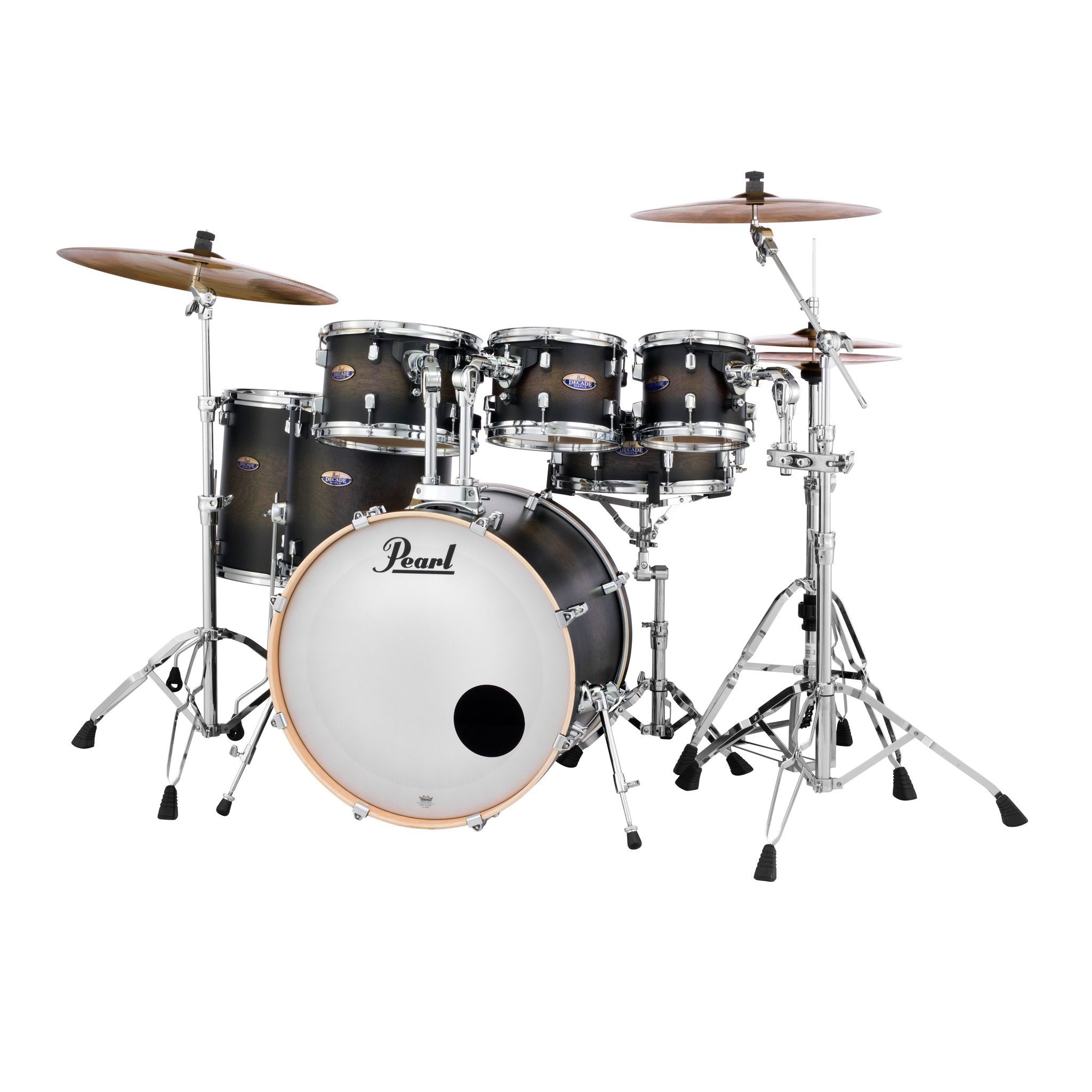 Pearl Decade Maple 7-piece Drum Set Shell Pack - 22" Bass Drum - Satin Black Burst - Image 3