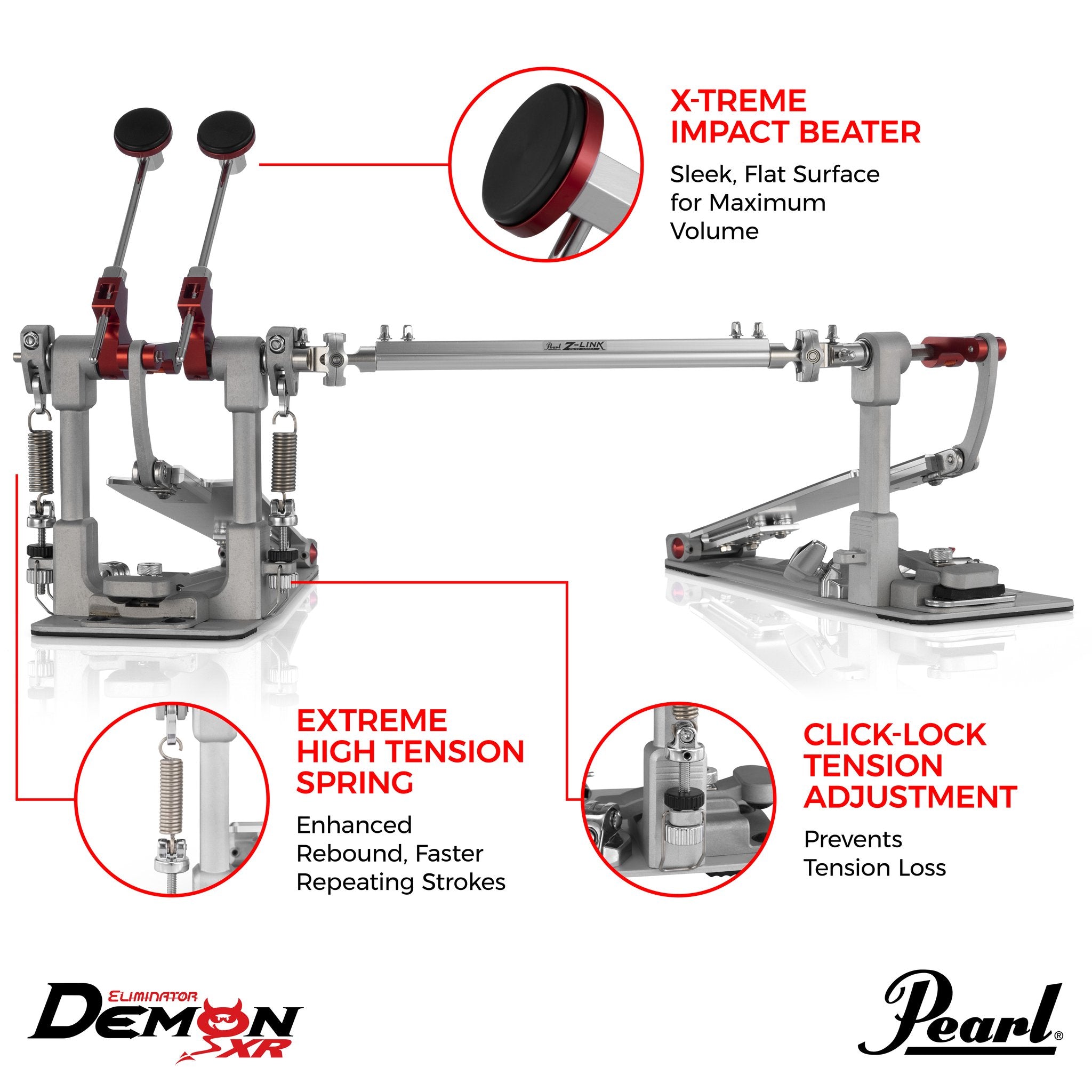 Pearl Demon XR Direct-Drive Double Bass Drum Pedal - Image 11
