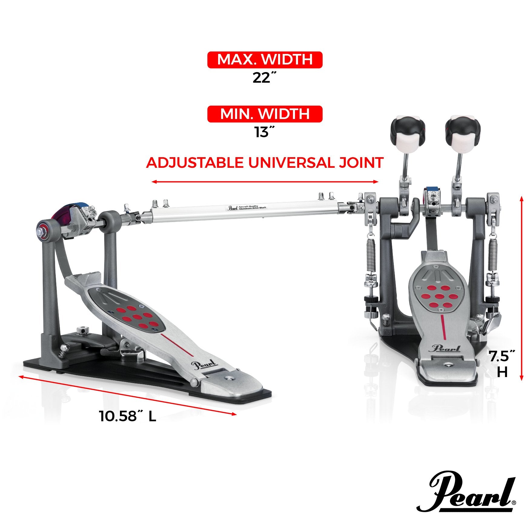 Pearl Eliminator Redline Double Bass Drum Pedal - Chain (P2052C) - Image 7