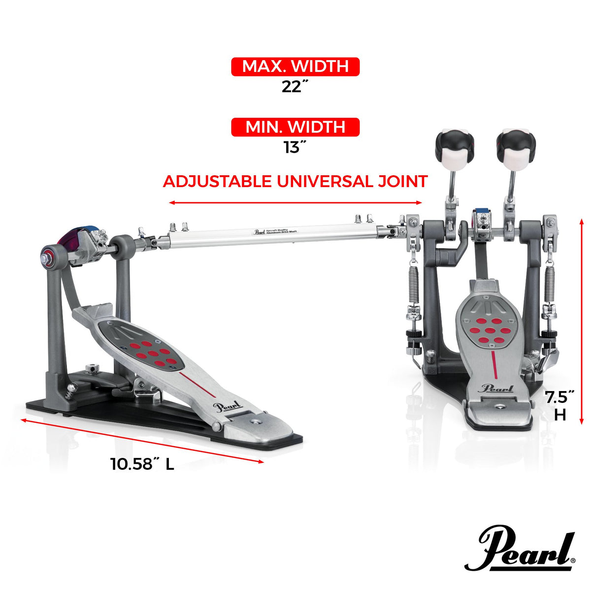 Pearl Eliminator Redline Double Bass Drum Pedal - Chain (P2052C) - Image 7