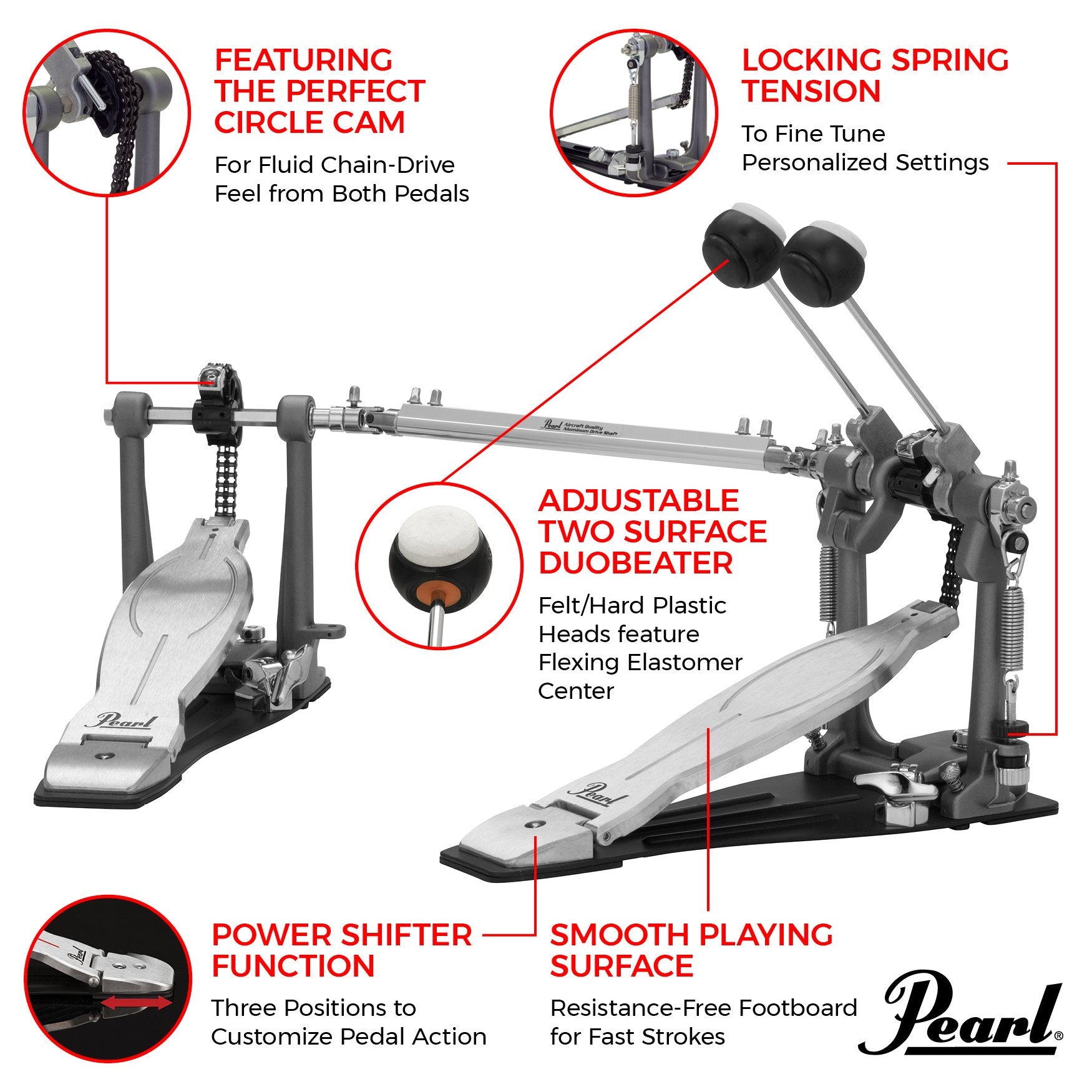 Pearl Eliminator Solo Double Bass Drum Pedal - Black Cam - Image 6