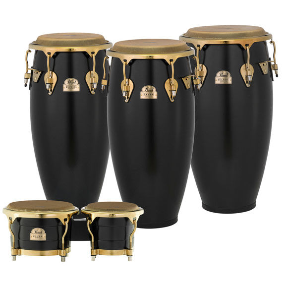 Pearl Elite Series 12.5" Thai Oak Tumba Satin Black with Gold Hardware