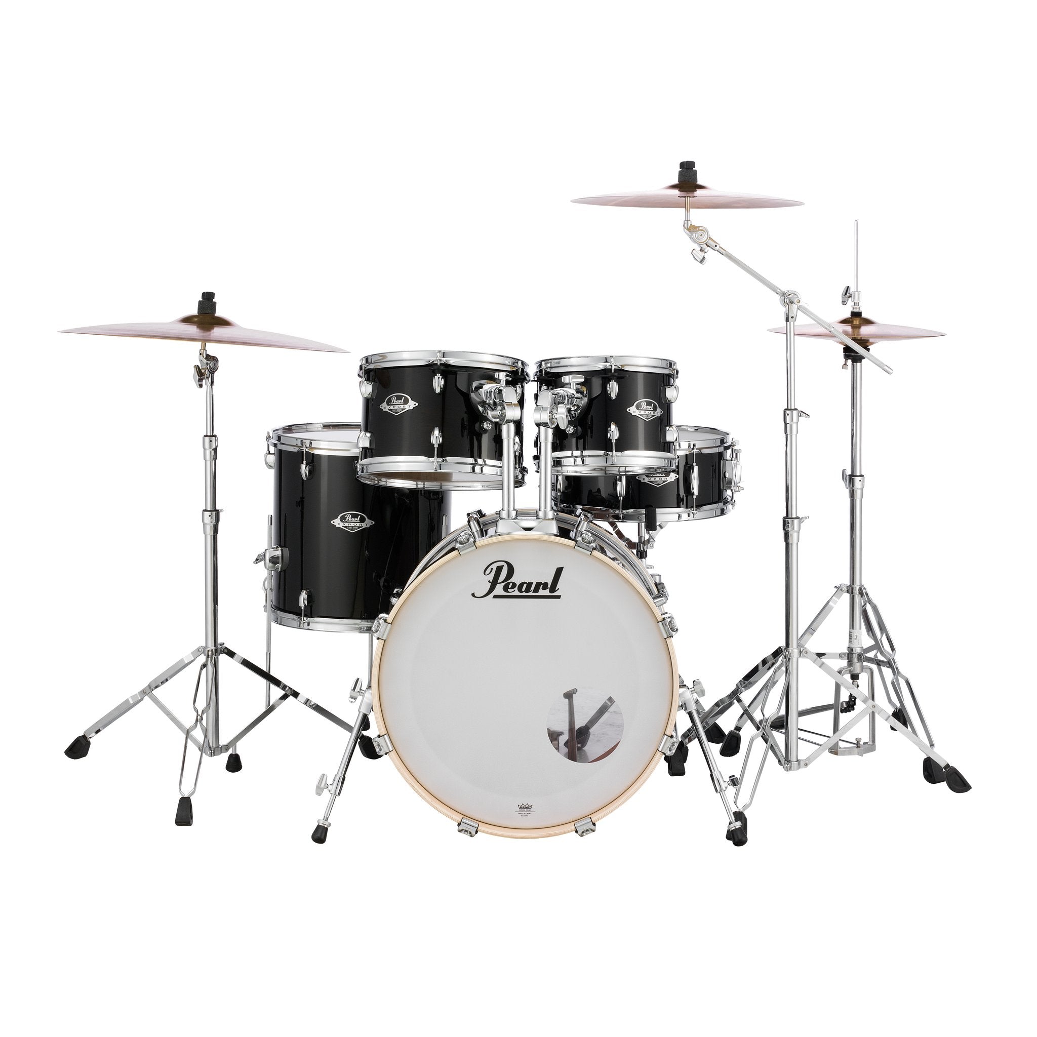 Pearl EXX Export 5-piece Drum Set with Hardware - 20" Bass Drum - Jet Black - Image 4