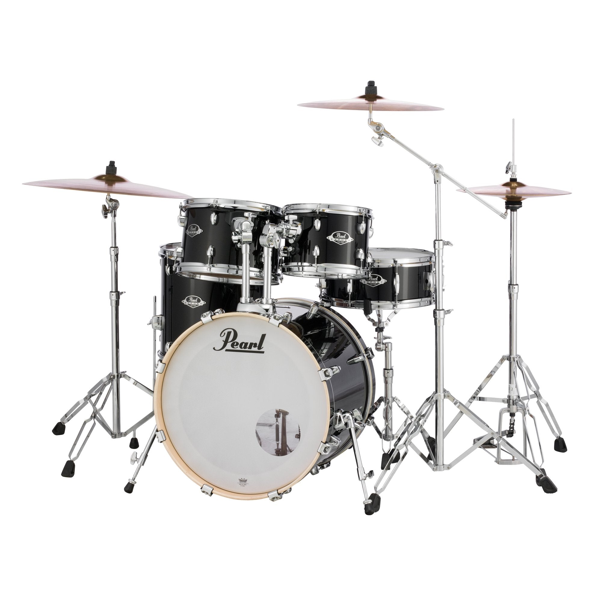 Pearl EXX Export 5-piece Drum Set with Hardware - 20" Bass Drum - Jet Black - Image 5