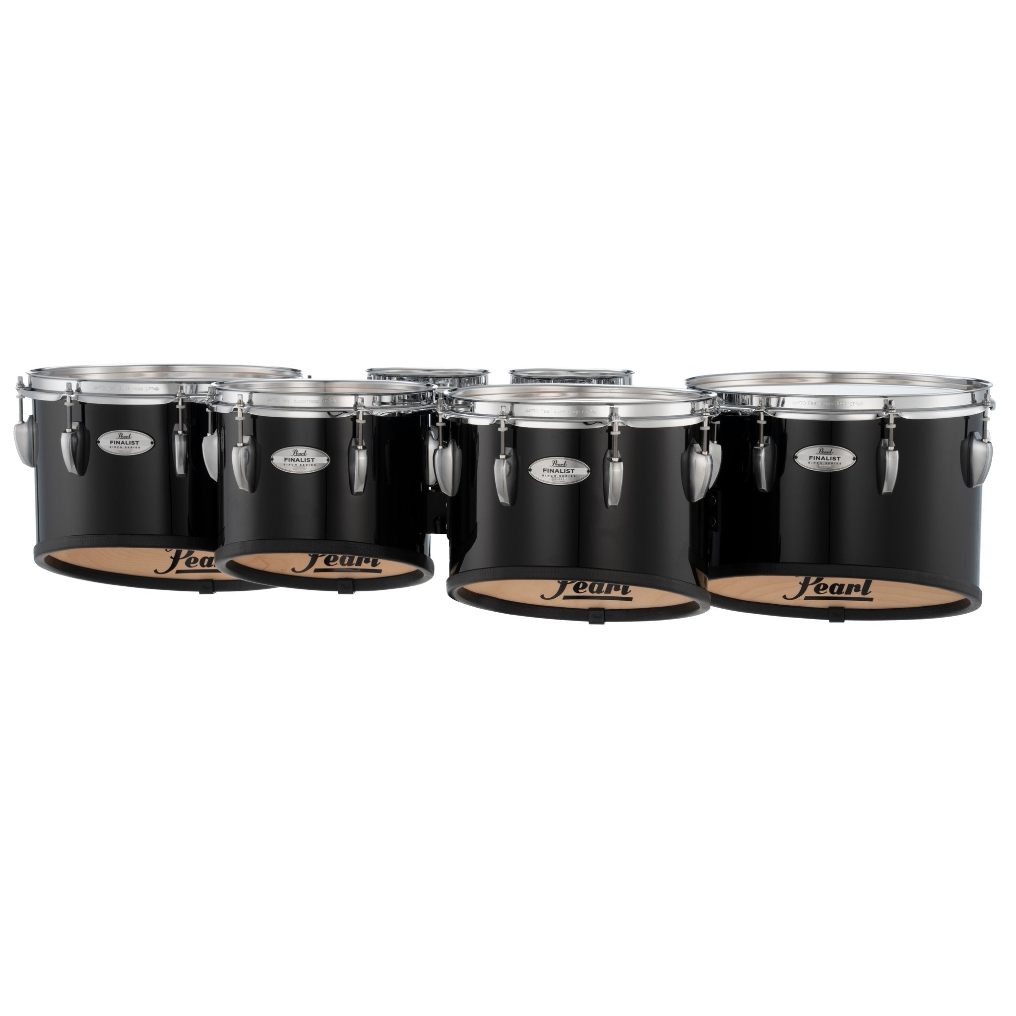Pearl Finalist Birch Sextet Marching Tenor Set - 6"/6"/10"/12"/13"/14" - Midnight Black - Image 1