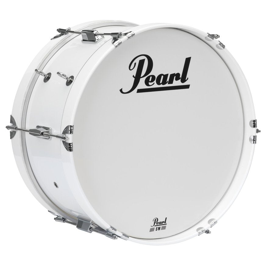 Pearl Junior Marching bass drum MJB1808/CXN33 pure white eye hook view