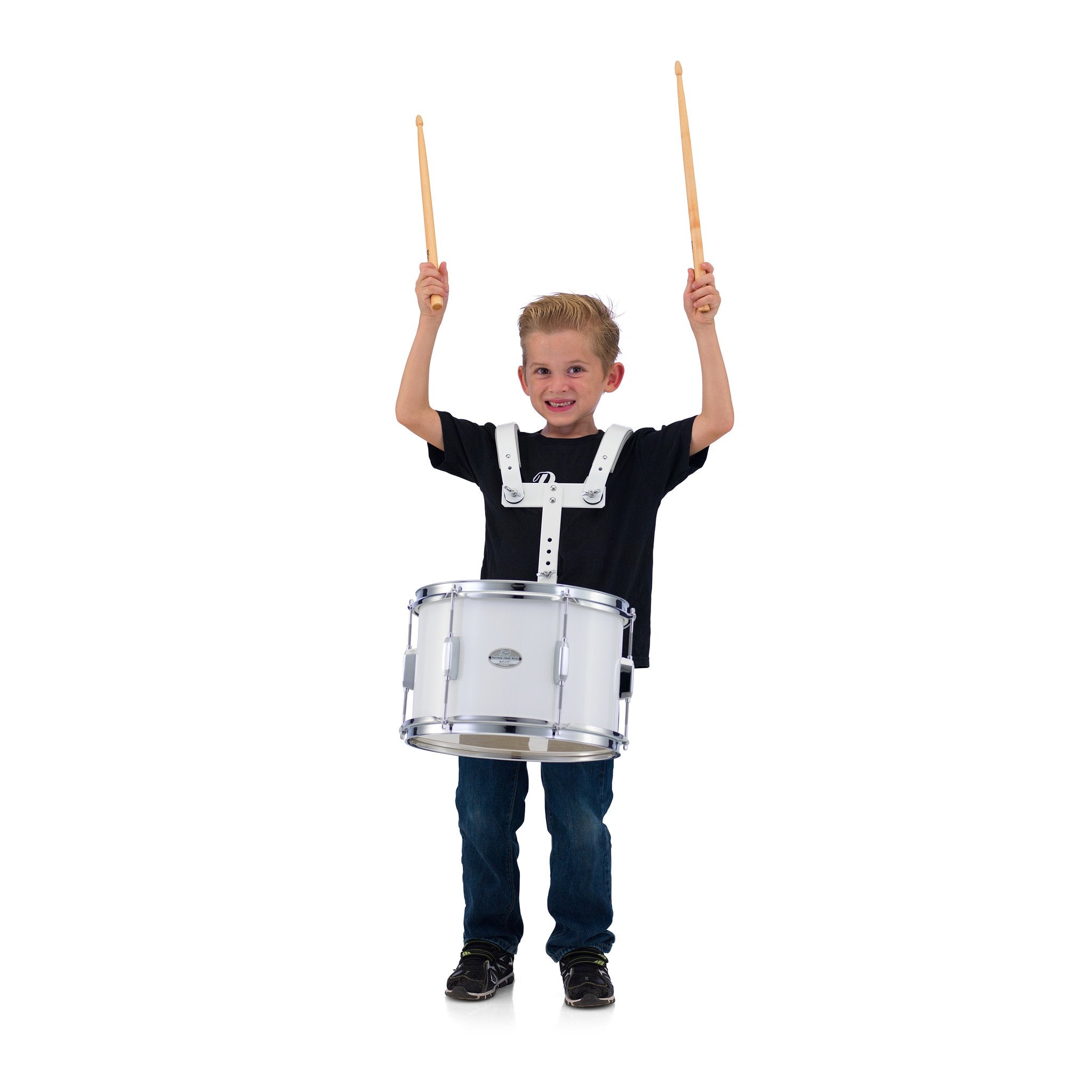 Pearl Junior Marching Single Tenor with Carrier - 12" x 8" - White - Image 3