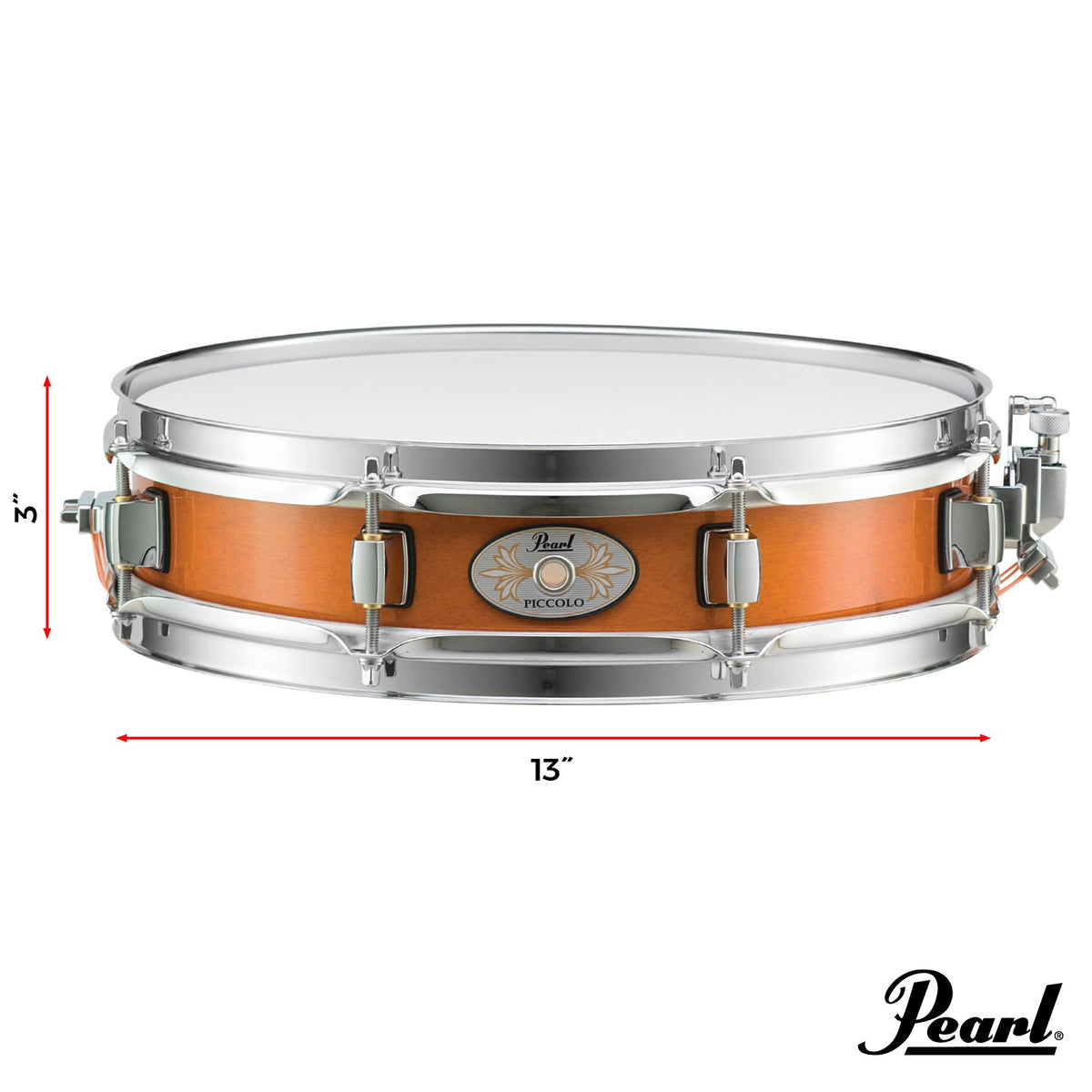 Pearl Maple Piccolo Snare Drum - 13" x 3" - Liquid Amber - Image 2
