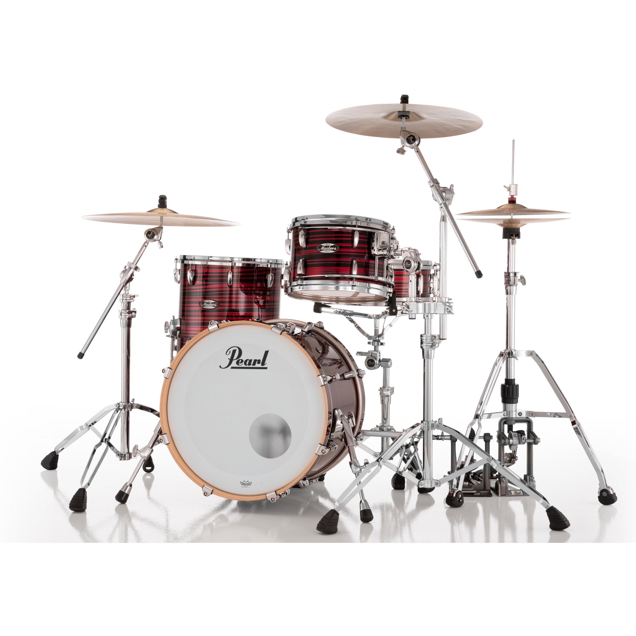 Pearl Masters Maple 3-Piece Shell Pack with GyroLock Tom Mount - 20" Bass Drum - Red Oyster Swirl - Image 5