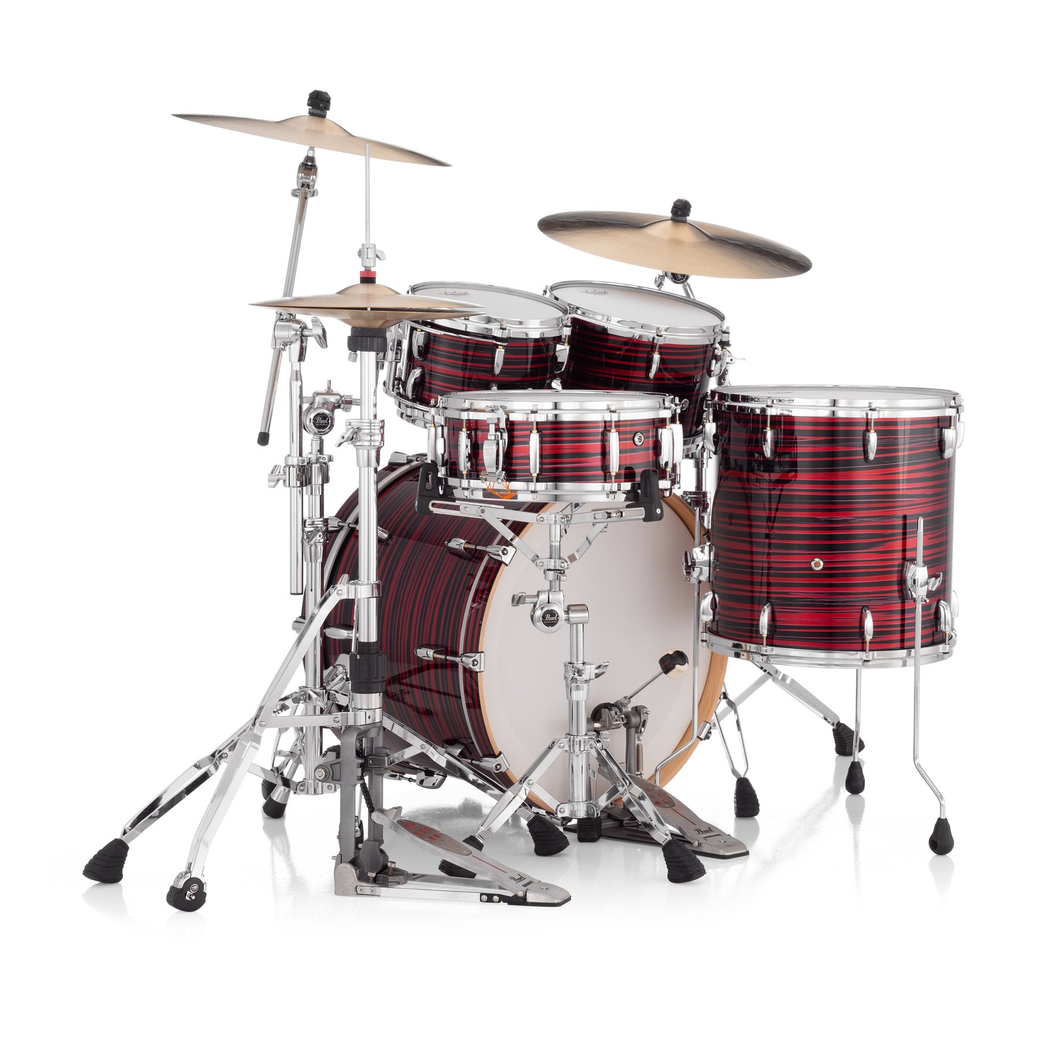 Pearl Masters Maple 4-pc. Shell Pack with Gyrolock-L Tom Mount - Red Oyster Swirl - Image 4