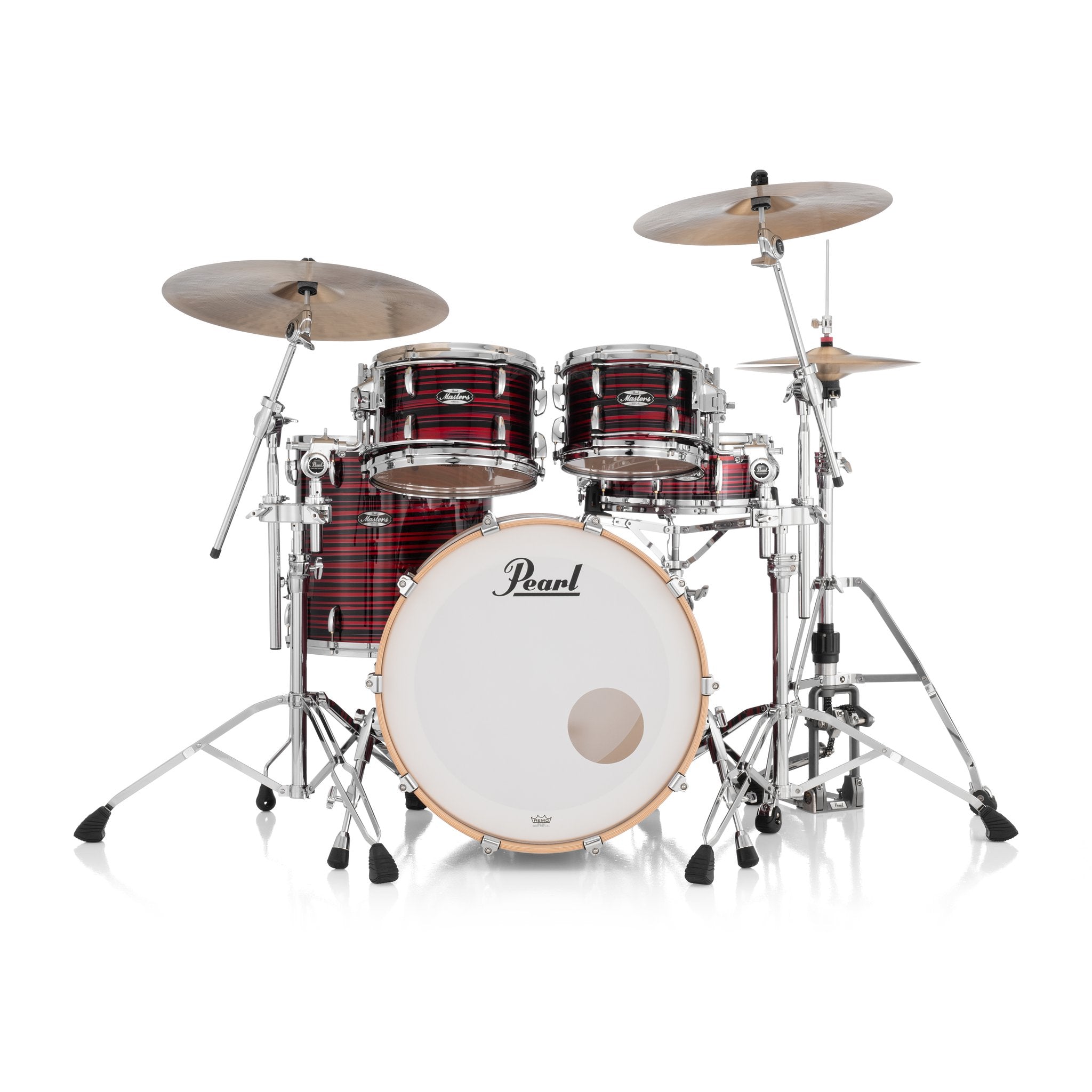 Pearl Masters Maple 4-pc. Shell Pack with Gyrolock-L Tom Mount - Red Oyster Swirl - Image 6