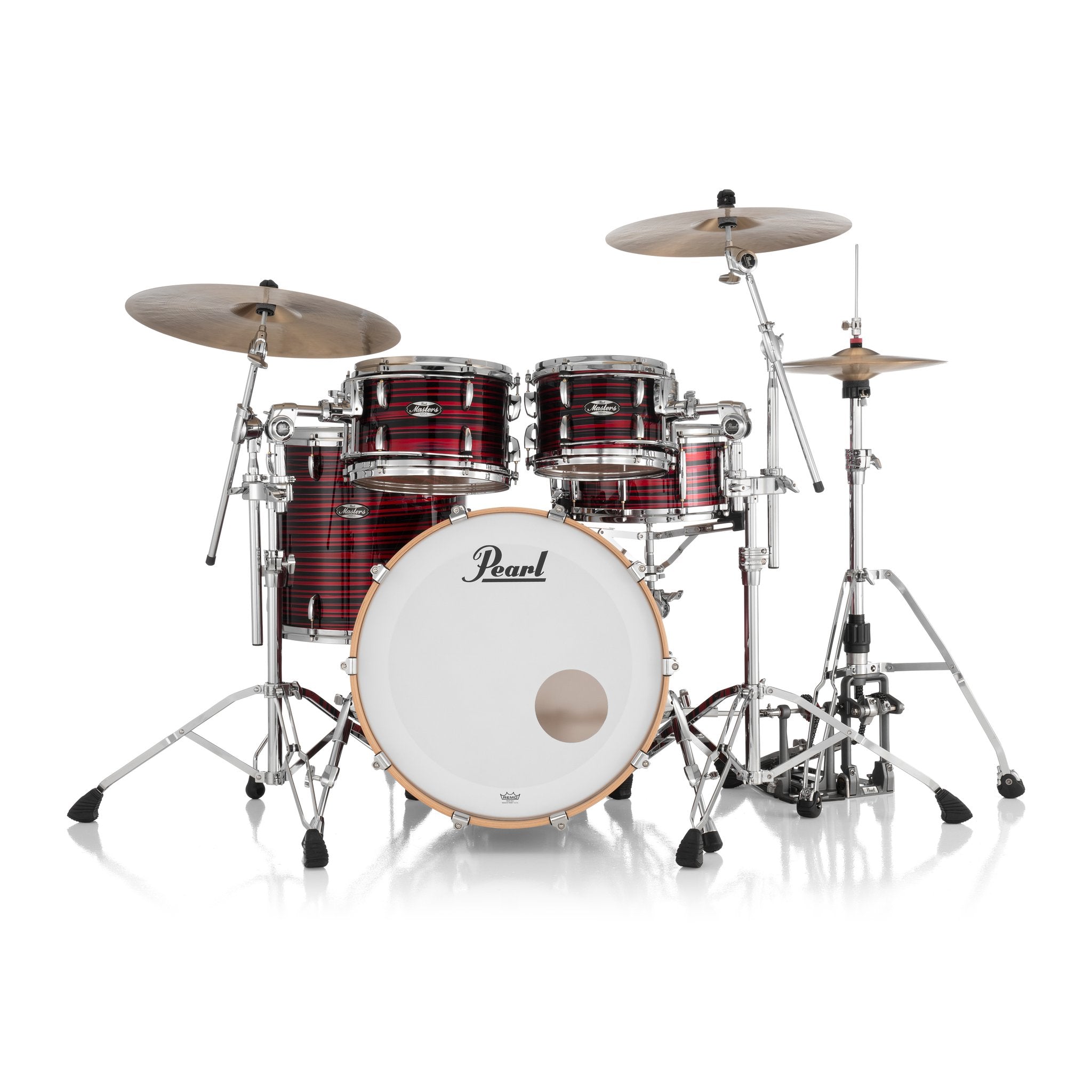 Pearl Masters Maple 4-Piece Shell Pack with GyroLock Tom Mount - 22" Bass Drum - Red Oyster Swirl - Image 6