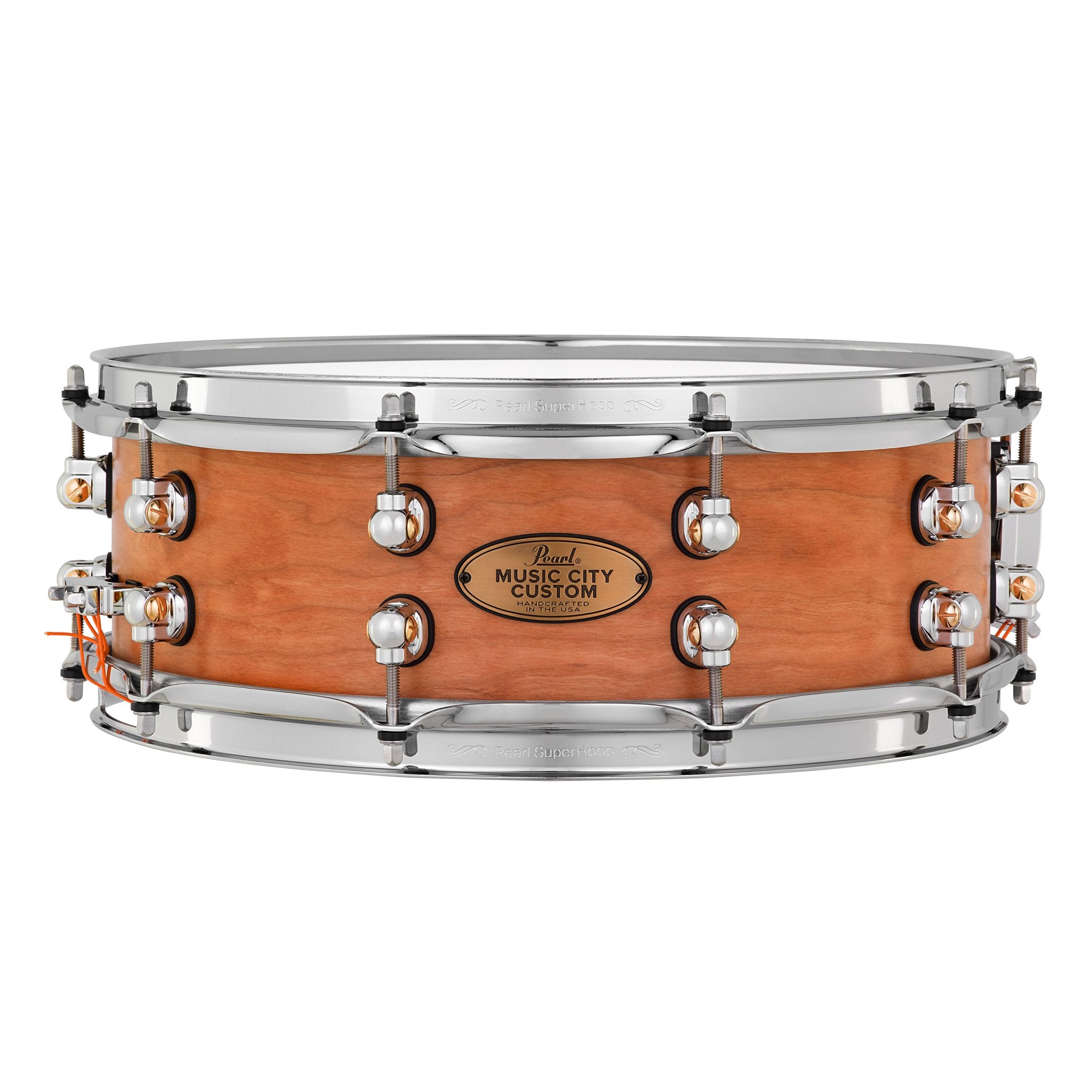 Pearl Music City Custom Solid Cherry Natural Finish Snare Drum - 14x5 - Image 1