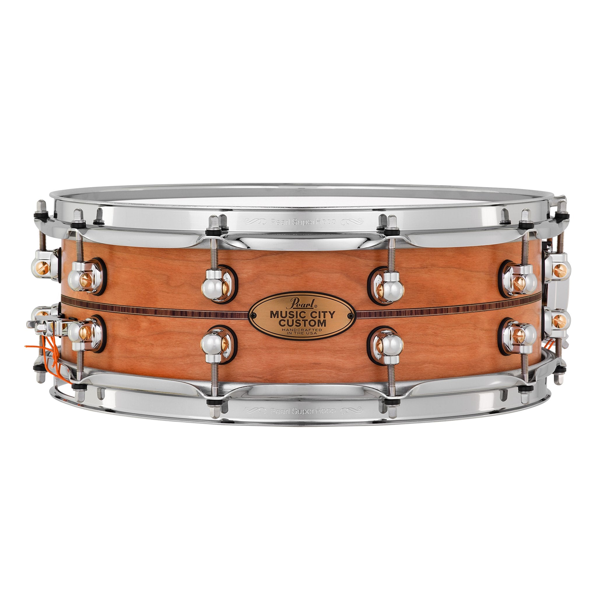 Pearl Music City Custom Solid Cherry with Kingwood Center Inlay Snare Drum - 14x5 - Image 1