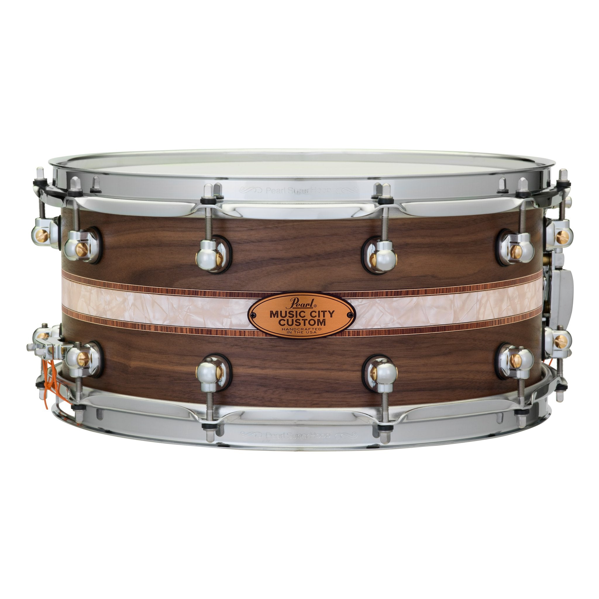 Pearl Music City Custom Solid Walnut with Kingwood Royal Inlay Snare Drum - 14x6.5 - Image 1