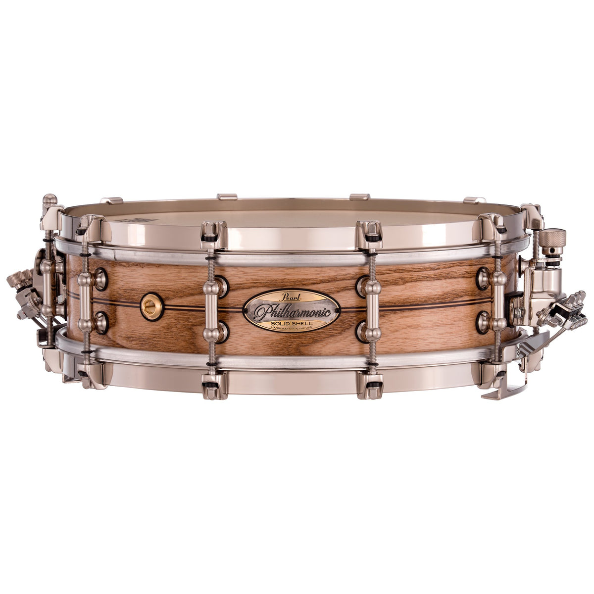 Pearl Philharmonic Solid Shell Ash Concert Snare Drum - 14" x 4" - 45-degree Bearing Edges - Boxwood-Rose Single Inlay - Image 1
