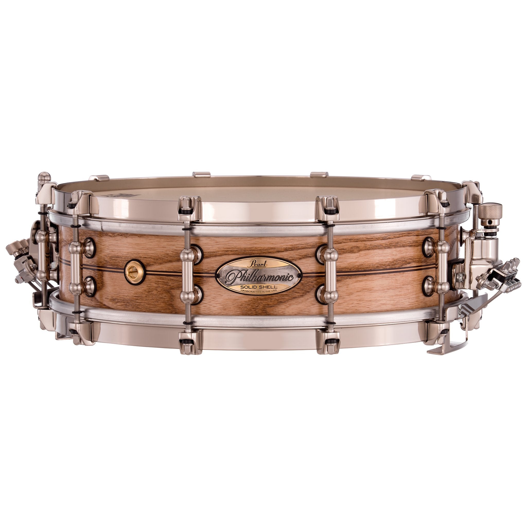 Pearl Philharmonic Solid Shell Ash Concert Snare Drum - 14" x 4" - Fully-Rounded Bearing Edges - Boxwood-Rose Single Inlay - Image 1