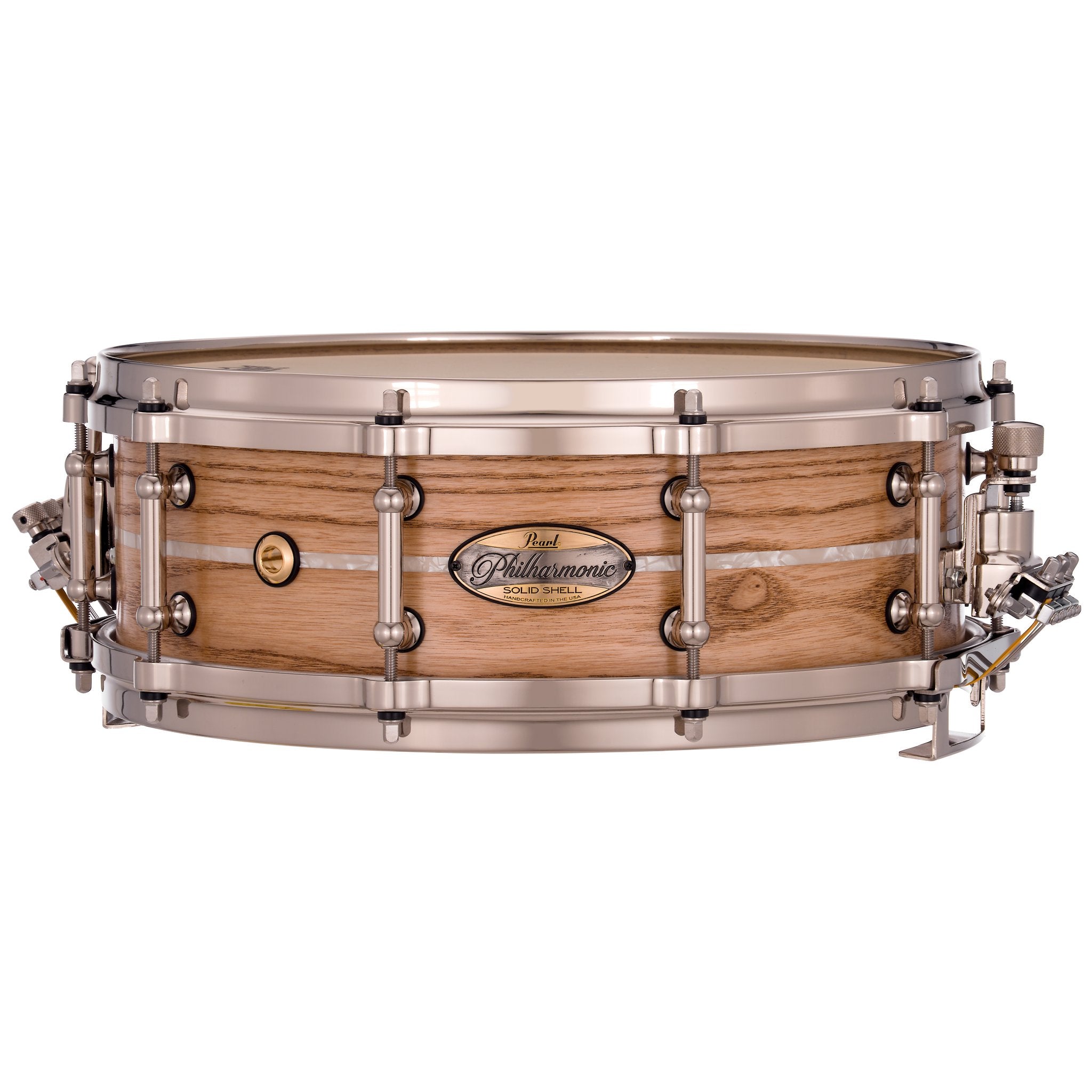 Pearl Philharmonic Solid Shell Ash Concert Snare Drum - 14" x 5" - Fully-Rounded Bearing Edges - Nicotine White Marine Inlay - Image 1