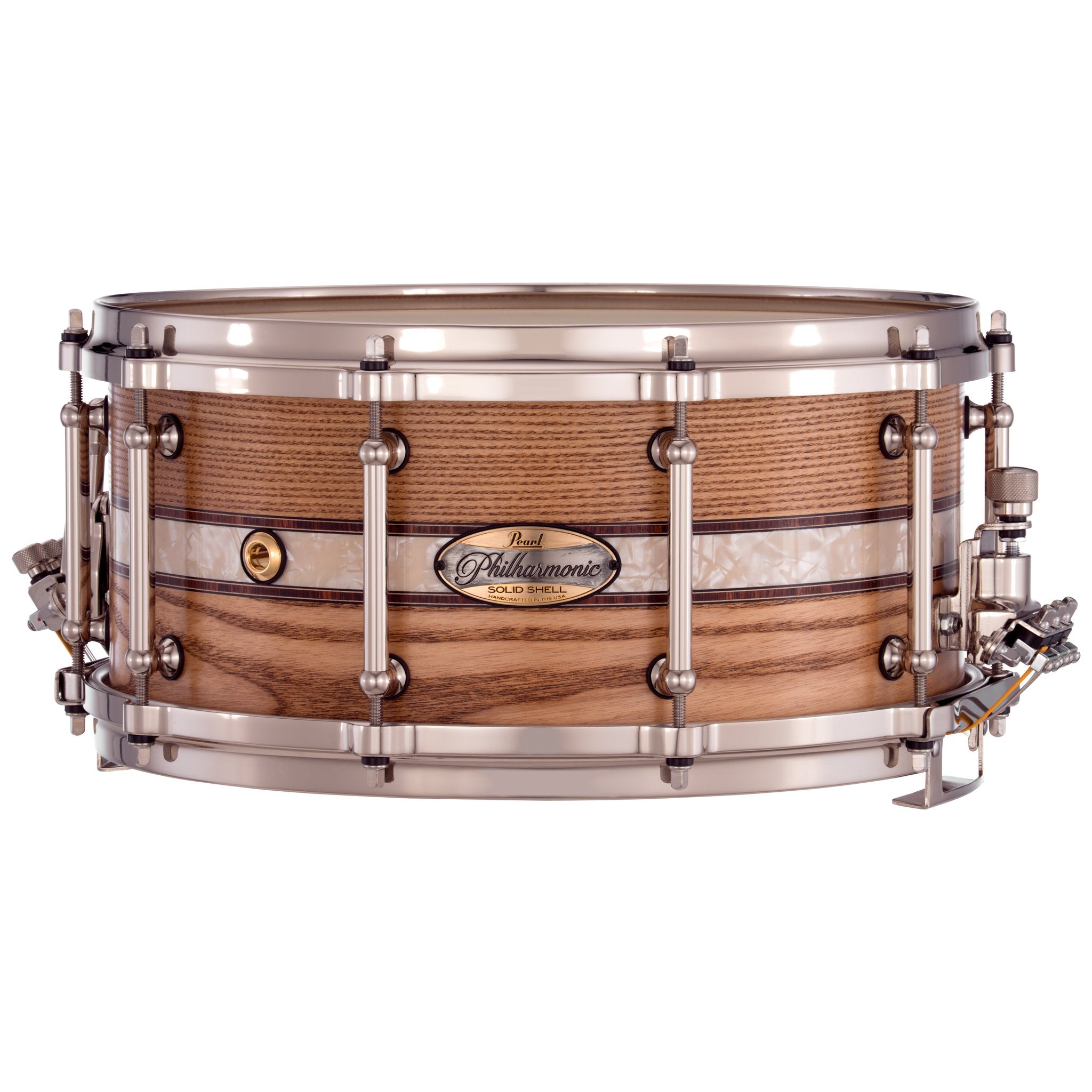 Pearl Philharmonic Solid Shell Ash Concert Snare Drum - 14" x 6.5" - 45-degree Bearing Edges - Kingwood Royal Inlay - Image 1