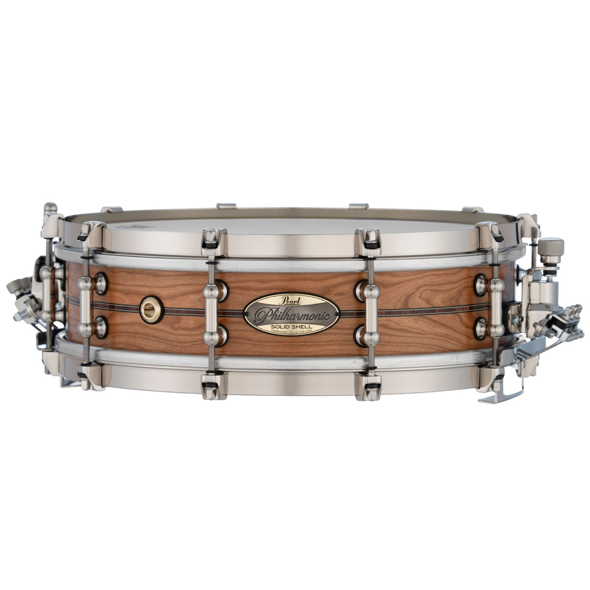 Pearl Philharmonic Solid Shell Cherry Concert Snare Drum - 14" x 4" - 45-degree Bearing Edges - Kingwood Center Inlay - Image 1