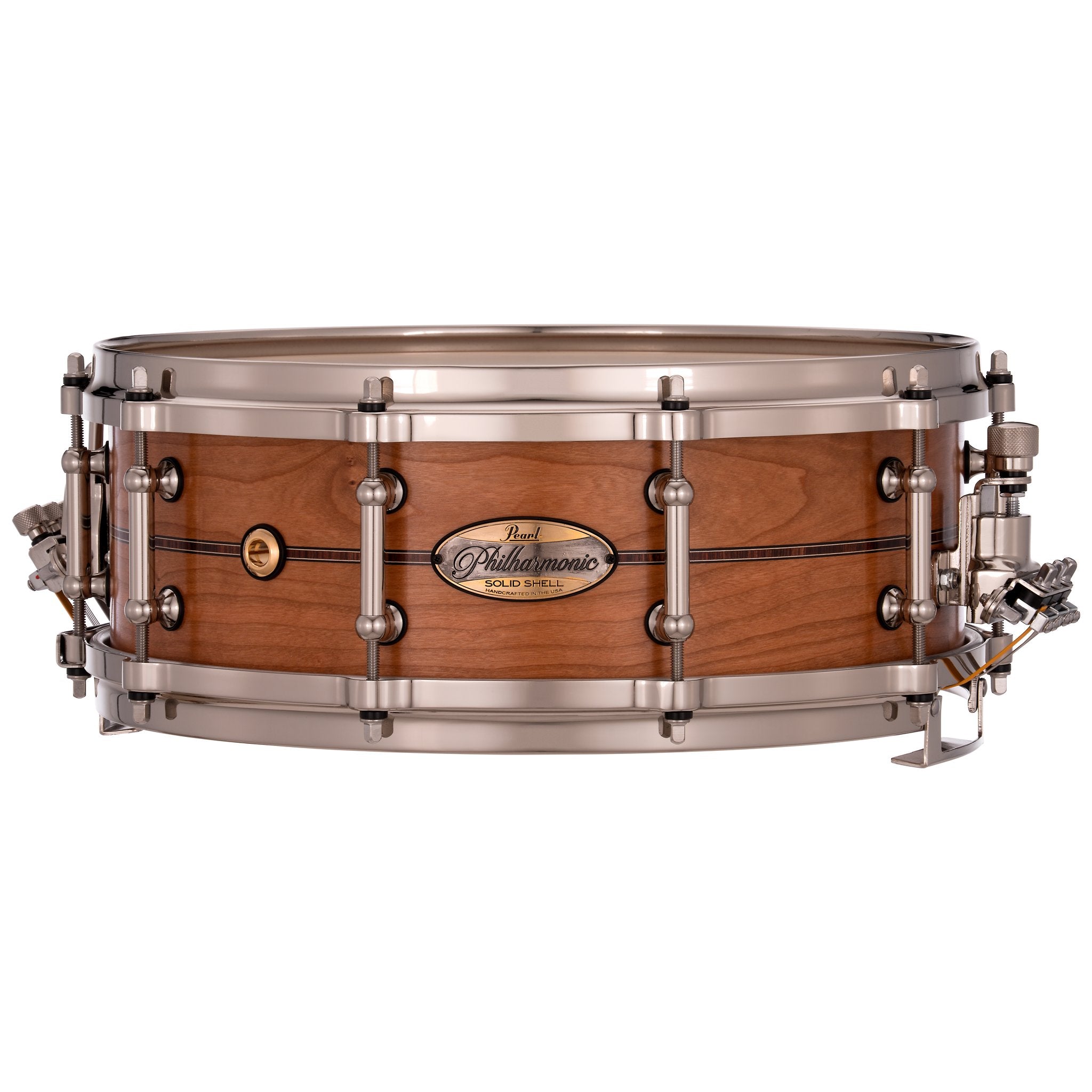 Pearl Philharmonic Solid Shell Cherry Concert Snare Drum - 14" x 5" - 45-degree Bearing Edges - Kingwood Center Inlay - Image 1